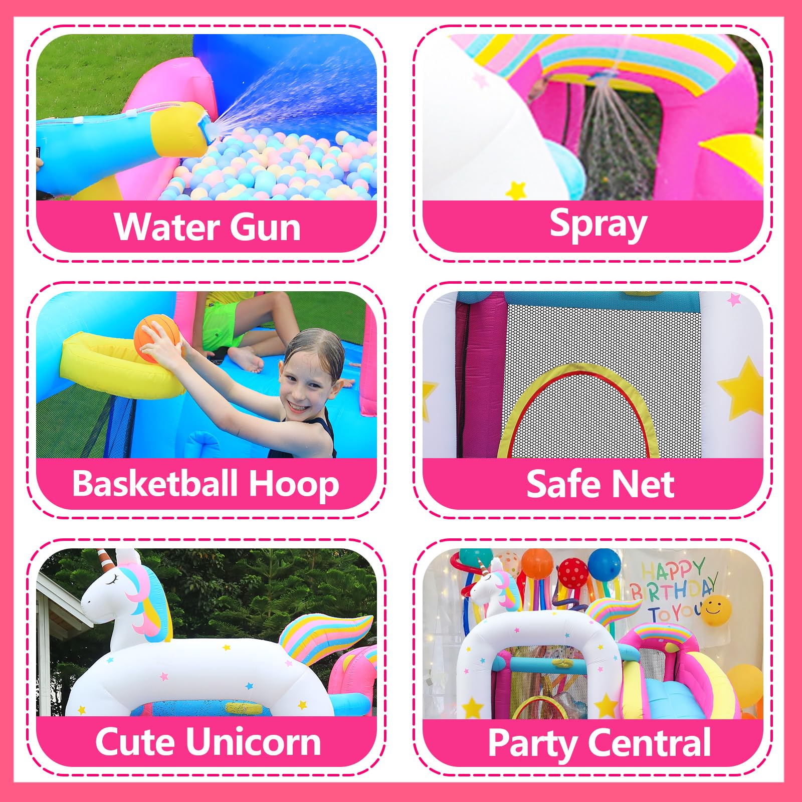 Doctor Dolphin Inflatable Bounce House Water Slides for Kids Backyard, Water Bounce House with Waterslide, Blow Up Kids Bouncy House for Wet