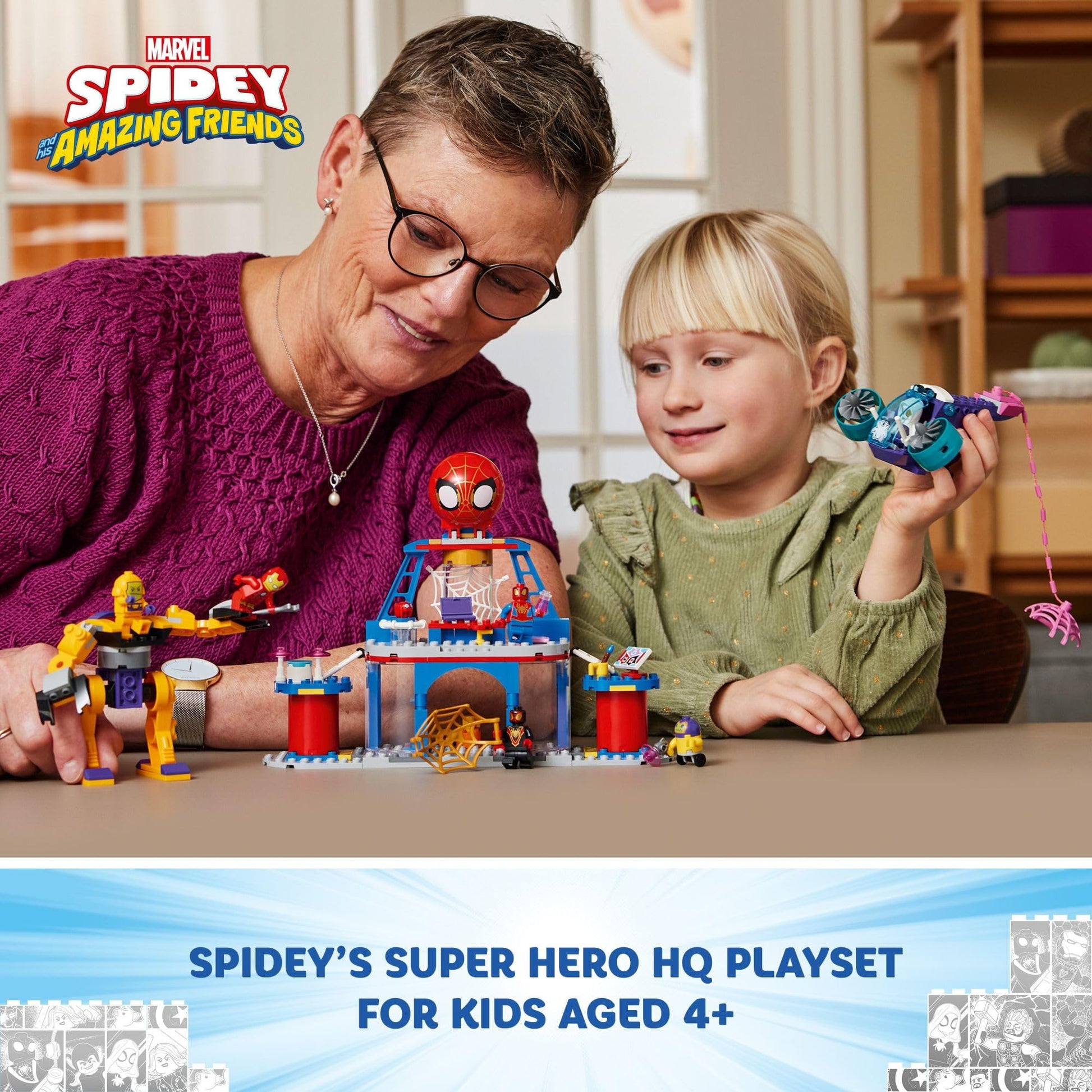 LEGO Marvel Team Spidey Web Spinner Headquarters Building Toy - Pretend Play Spidey and His Amazing Friends Toys Playset for Boys & Girls, Ages 4+