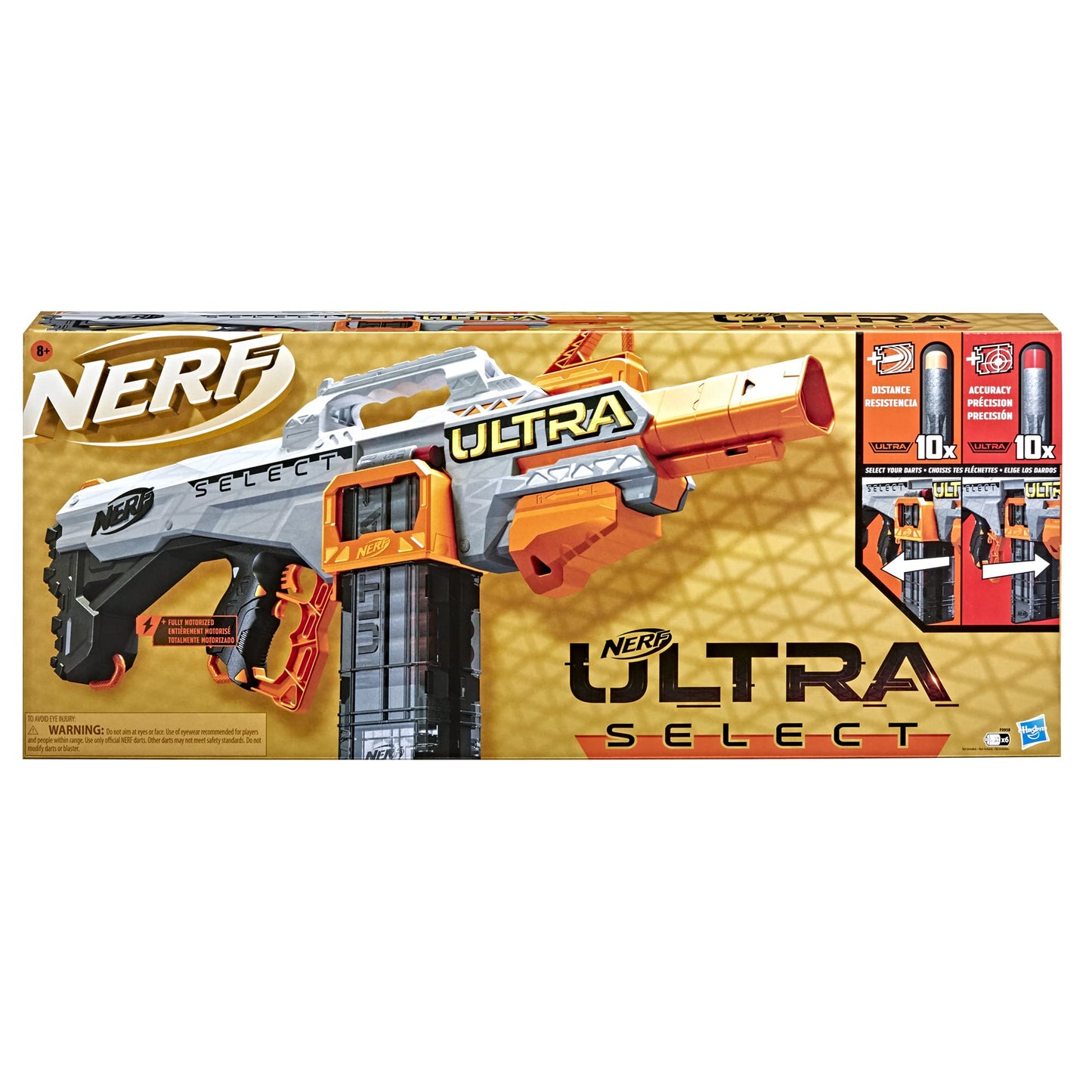 Nerf Ultra Select Fully Motorized Blaster, Fire for Distance or Accuracy, Includes Clips and Darts, Outdoor Games and Toys, Automatic Electric Full