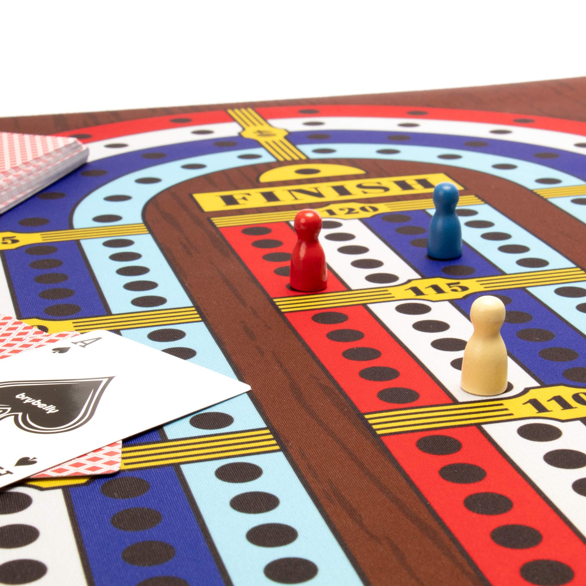 Tabletop Cribbage - Giant Spill-Resistant Neoprene Track Game Board (22" x 40") with 9 Pawns, Deck of Cards, & Travel Carry Bag - Classic Family Board