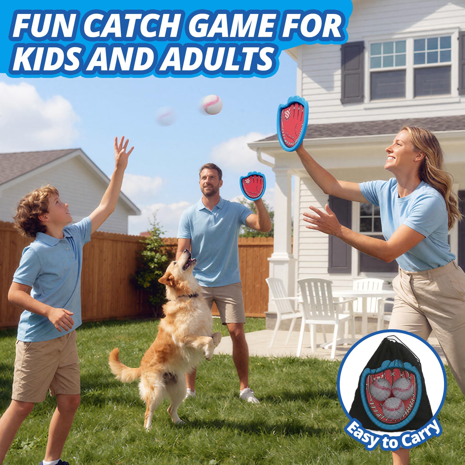 Wee Wonders Toss and Catch Ball Set, Kids Baseball Glove, Blue