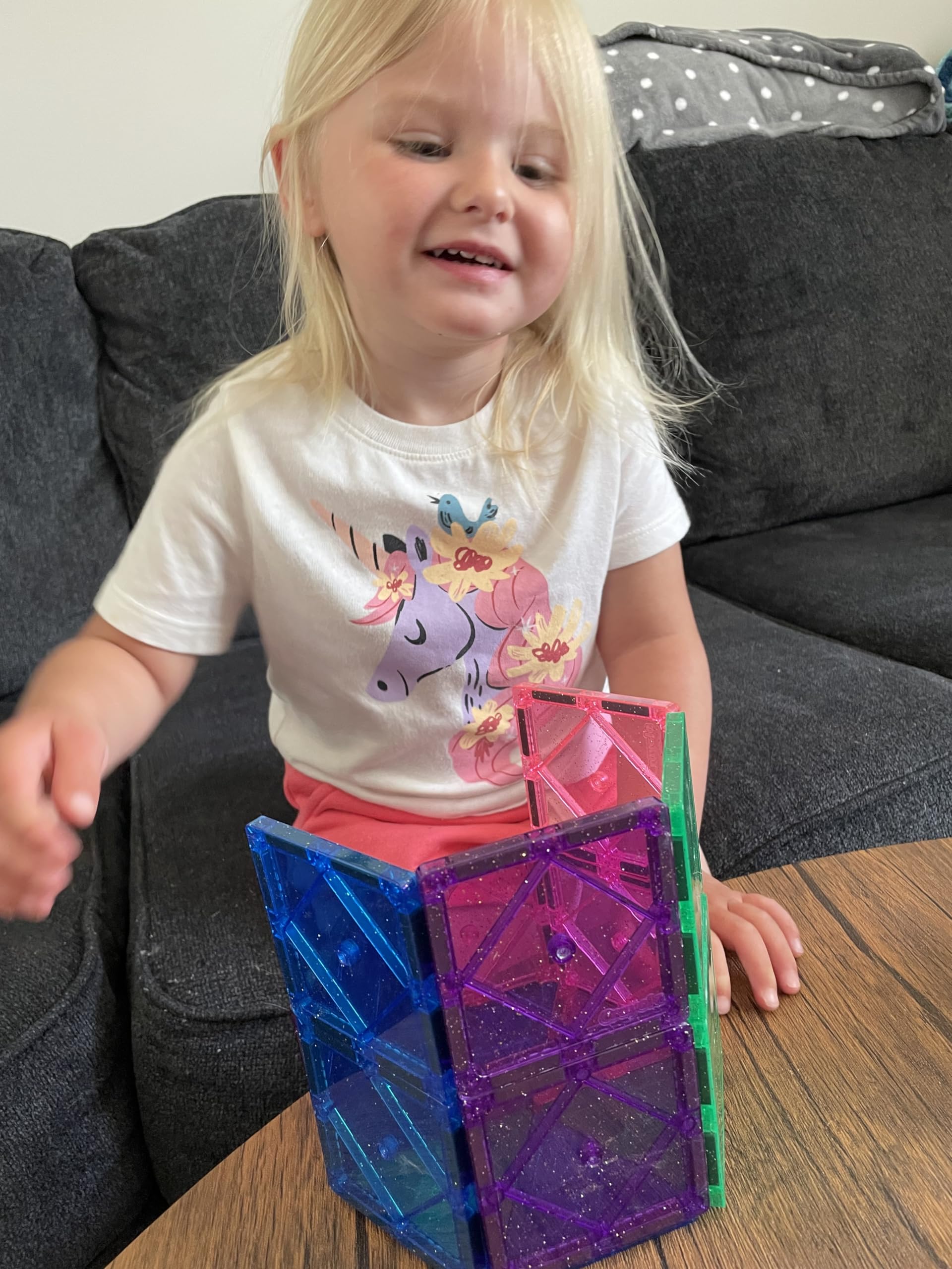 CreateOn Crayola Glitter Magnetic Tiles, Building Set for Kids, Magnetic Tiles, Magnetic Building Toys for Kids, STEM Easter Toys for Boys and Girls