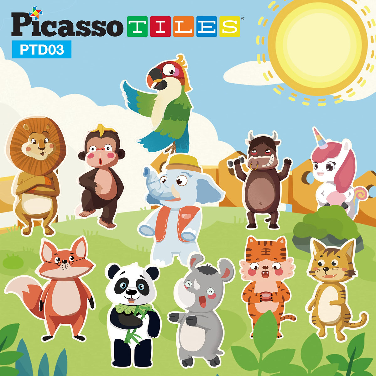 PicassoTiles 112 Piece Magnetic Mix & Match Animal Building Activity DIY Combination Puzzle Book Kid Toy Set Educational Playset STEM Learning, 20