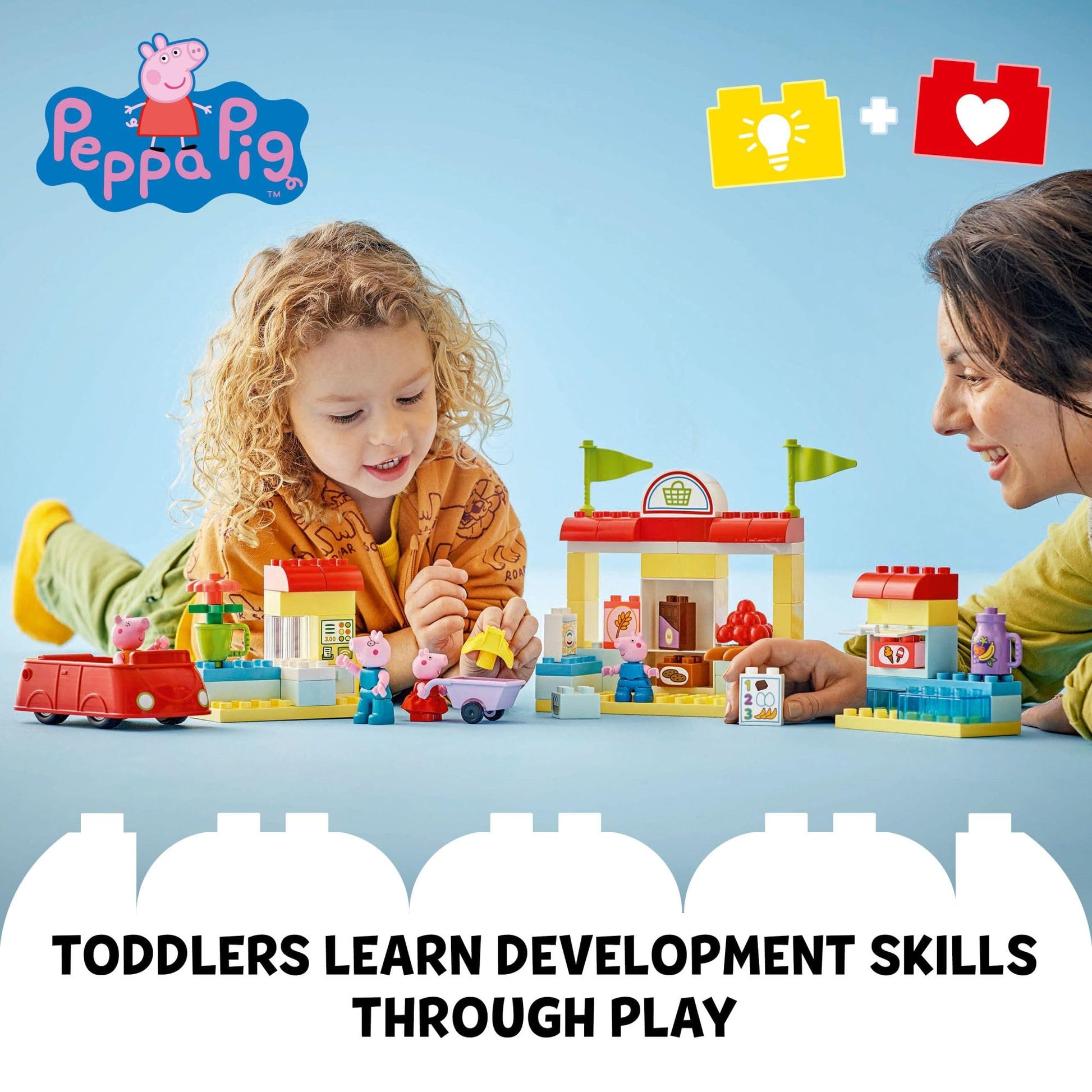 LEGO DUPLO Peppa Pig Supermarket Building Toy - Peppa Pig Toys for Girls & Boys, Ages 2+ Years - Gift for Birthdays - Pretend Play Playset for