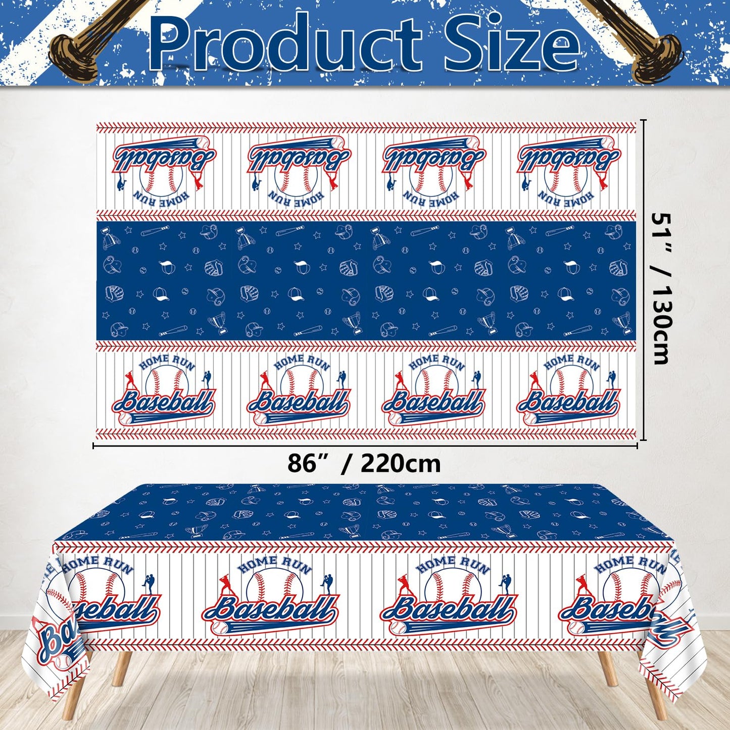 PTECDROTS 4 Pcs Baseball Tablecloths, Plastic Baseball Table Covers Rectangular Table Cloth for Baseball Themed Party Supplies Sports Event Birthday