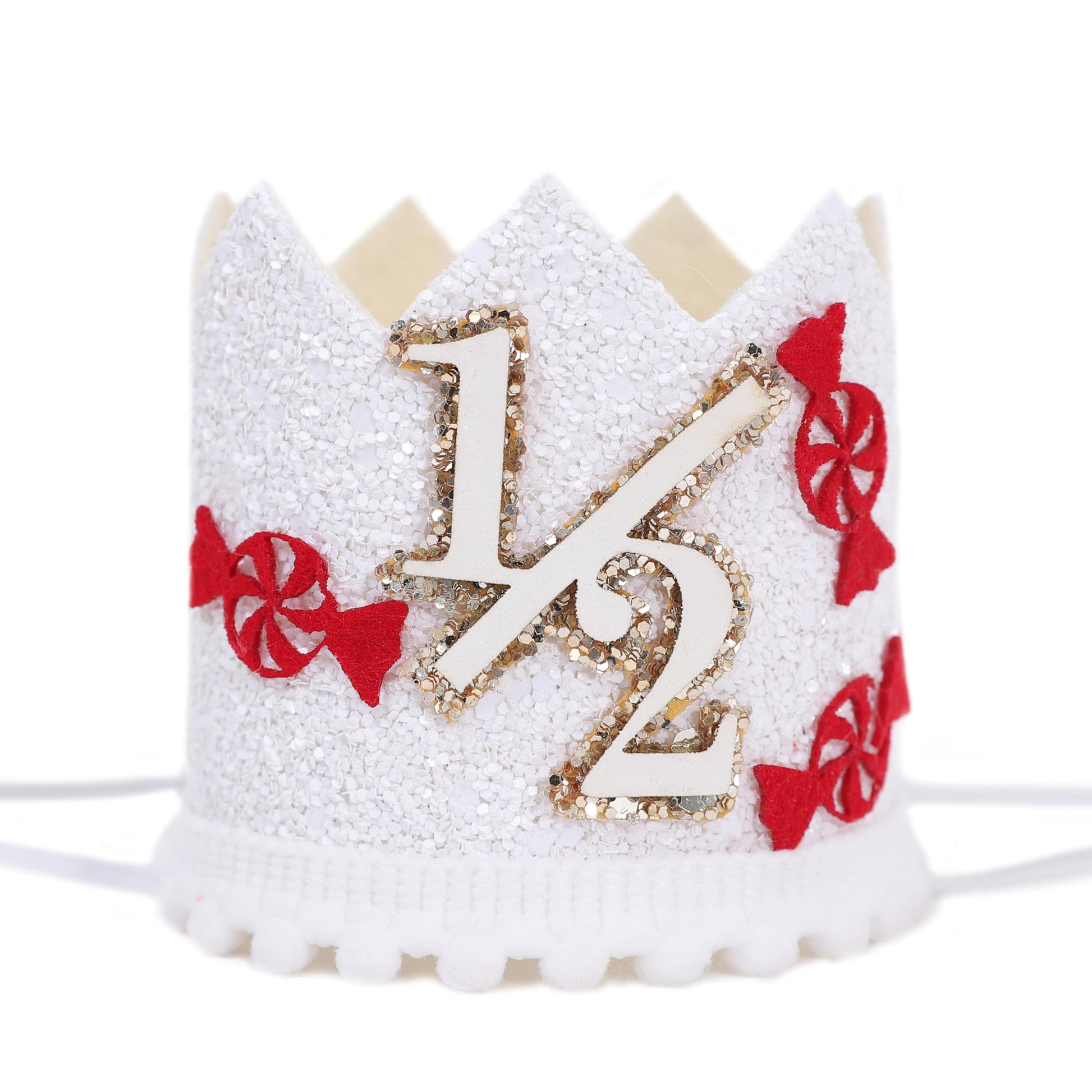 YOUAME Christmas 1/2 Birthday Party Crown - Christmas Themed Half Birthday Decorations, Half Way To One Party Decorations, My Half Year Hat