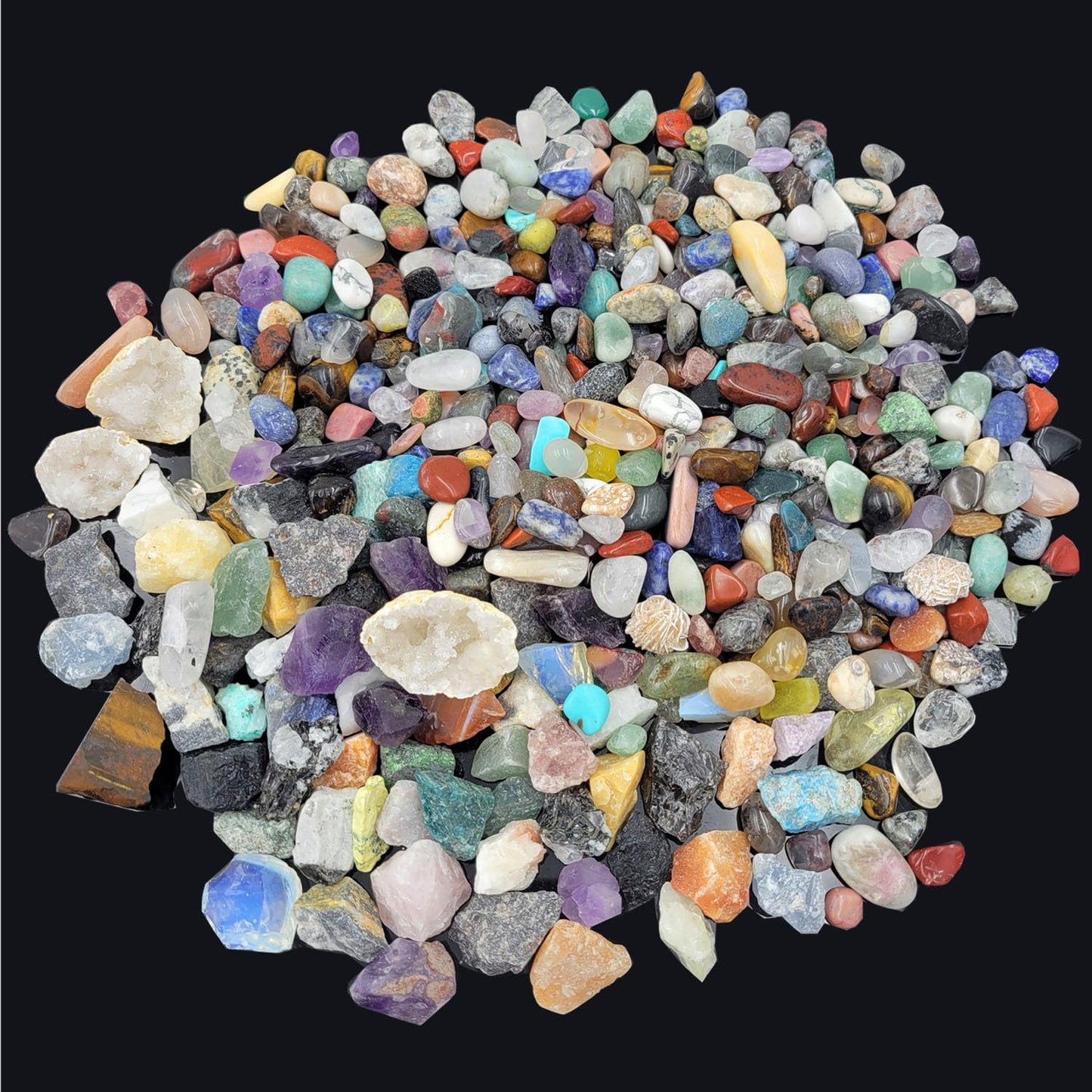 450 Pieces Rocks Collections for Kids, 40+ Kinds Gemstones and Crystals Set, Rocks and Minerals Science Kit Include 1.5lb Tumbled Chips Crystals