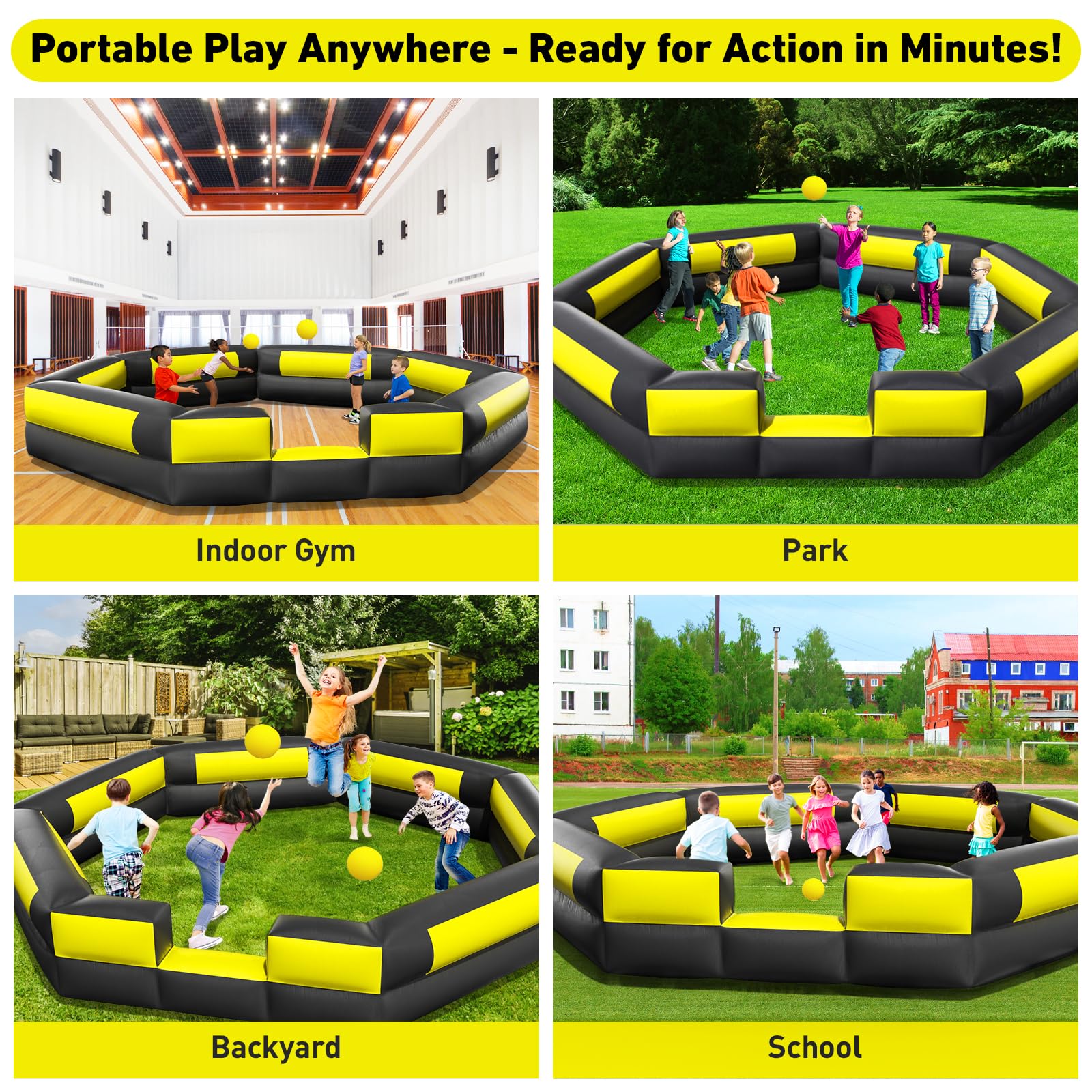 Inflatable Gaga Ball Pit 15FT, Portable Gaga Ball Pit Kit