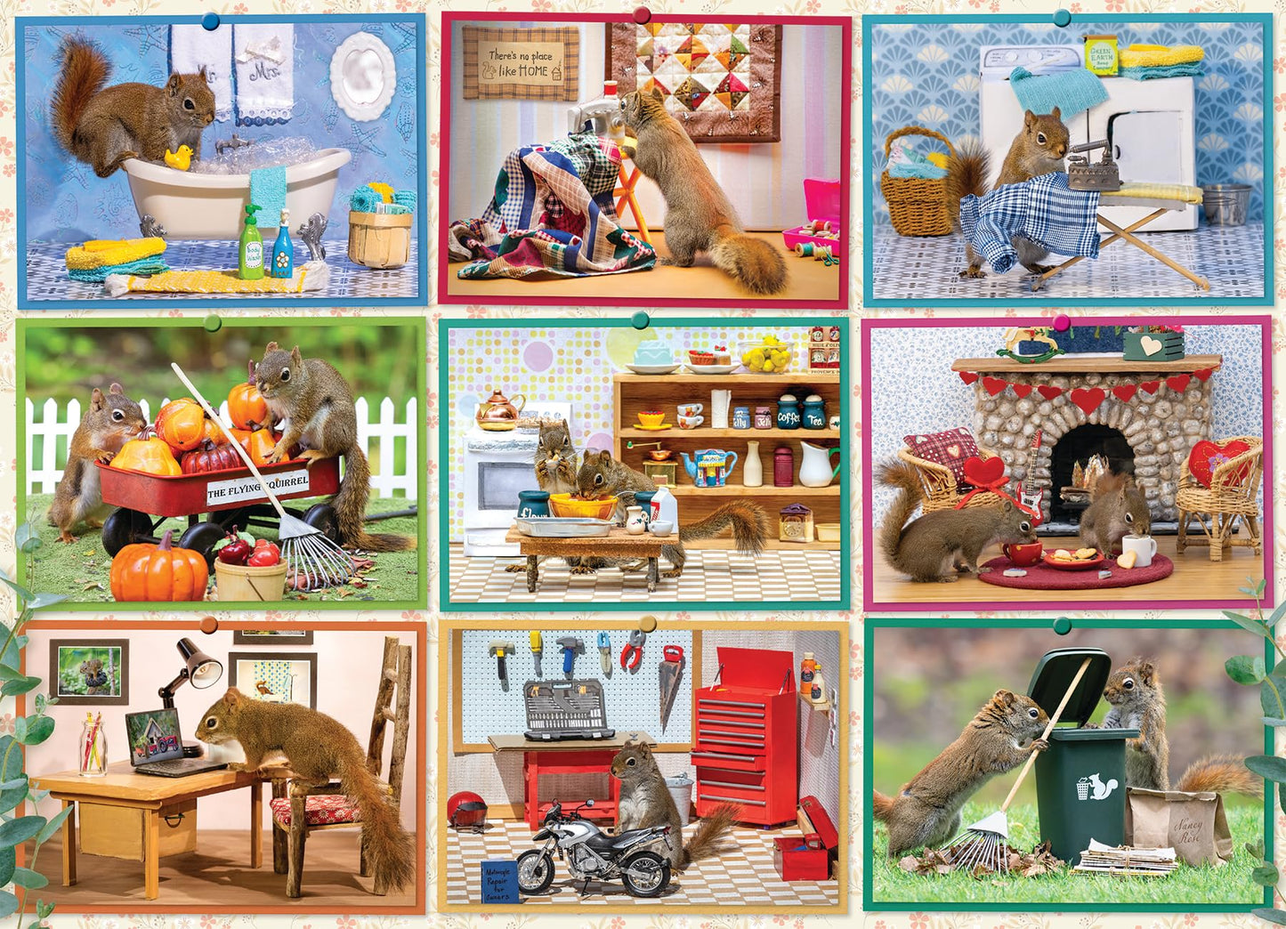 Cobble Hill 1000 Piece Puzzle - Squirrels at Home- Sample Poster Included