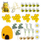 Bee Cake Topper with Bee Ornament Artificial Leaves Flowers Balls for Honeycomb Theme Birthday Supplies