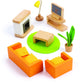 Hape Wooden Doll House Furniture Media Room Set| Pretend Playset for Kid’s Wooden Dollhouse