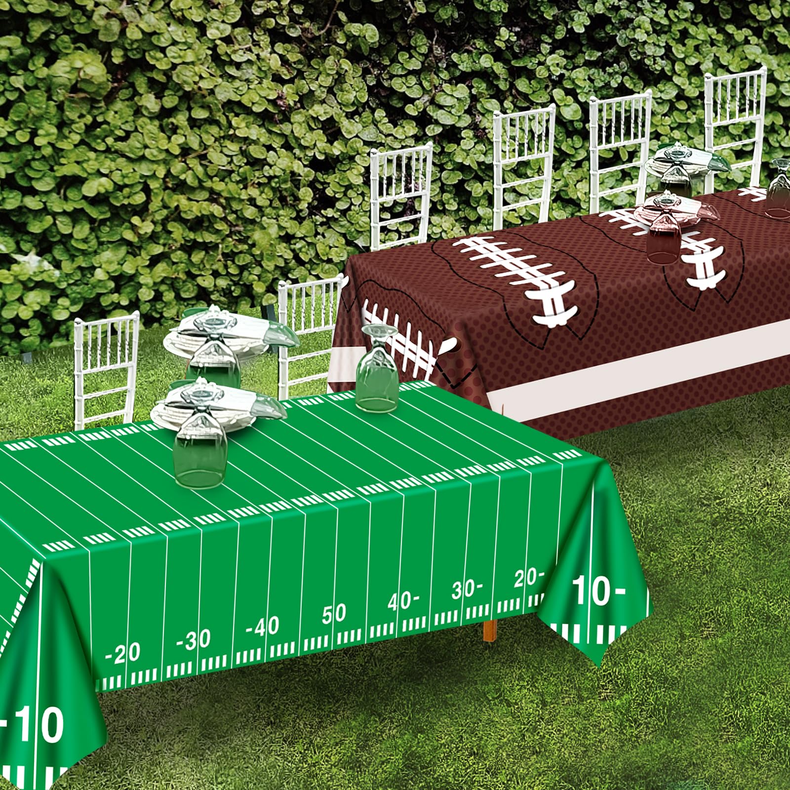 2 Pack Football Tablecloth - Football Party Decorations, Plastic Footballs Table Cover, Disposable Rectangle Table Cloth for Footballs Party Supplies