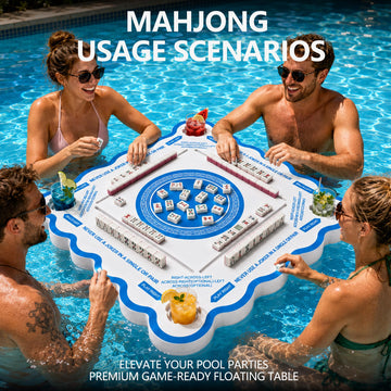 Floating Mahjong Table for Pool, Double-Sided Waterproof Game Tray for Mahjong, Poker, Cards & Dominoes - Portable Water Float Board for Adults, Hot