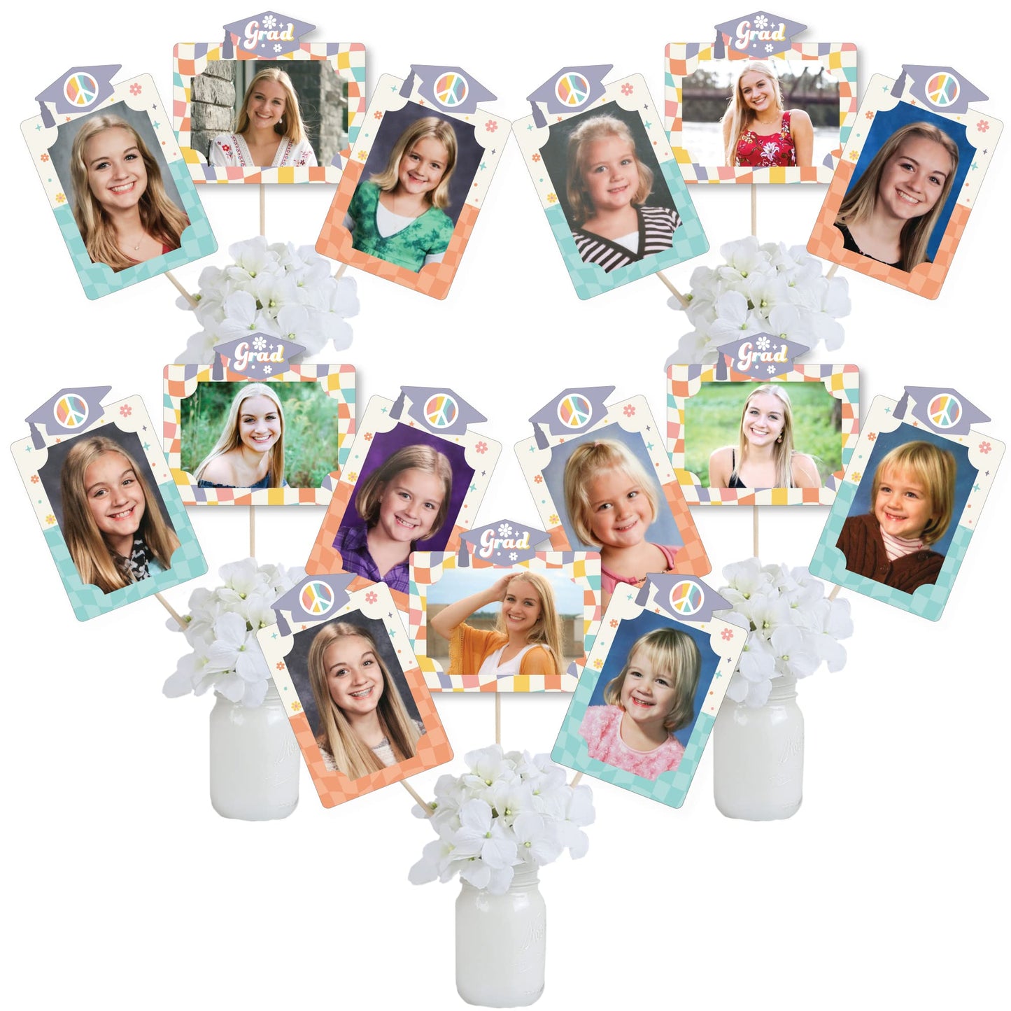 Big Dot of Happiness Groovy Grad - Hippie Graduation Party Picture Centerpiece Sticks - Photo Table Toppers - 15 Pieces