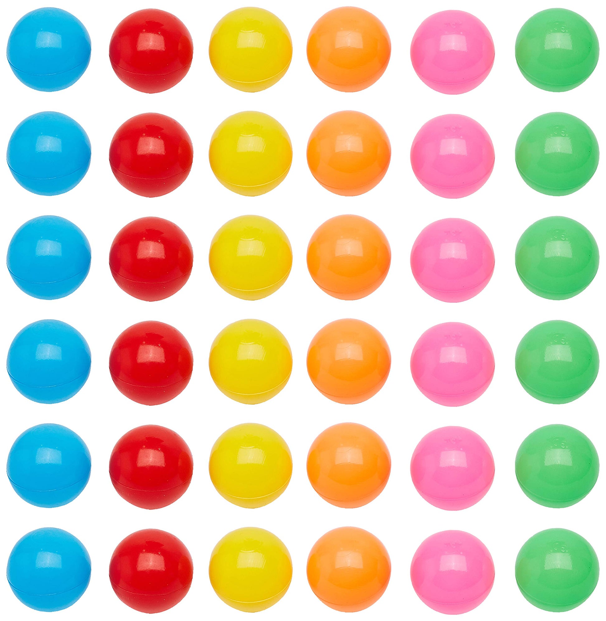 Amazon Basics BPA Free Ball Pit Balls with Storage Bag, Crush-Proof Plastic for Toddlers Kids 12+ Months Play, 6 Bright Colors, Pack of 1000