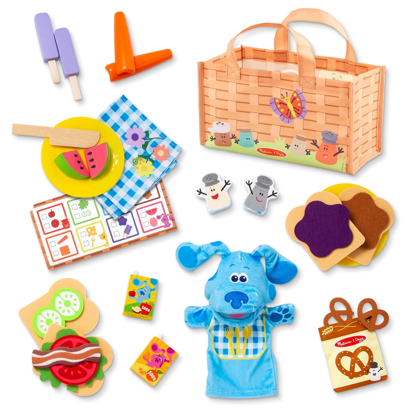 Melissa & Doug Blue’s Clues & You! Share with Blue Picnic Play Set with Hand Puppet - FSC Certified