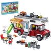 CSNRHG Camping Van Construction Toy 924 Pieces Building Block Set with Picnic Table Grill & Fire Scene Gift for Kids Teens & Vehicle Fans