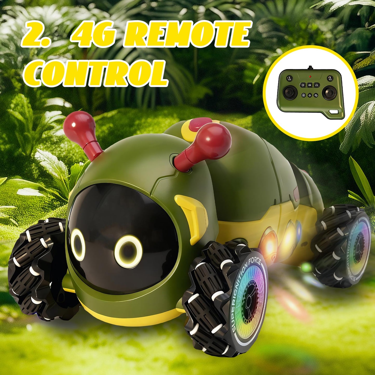 Rc Stunt Remote Control Car Toys, Remote-Controlled Bionic Caterpillar Car