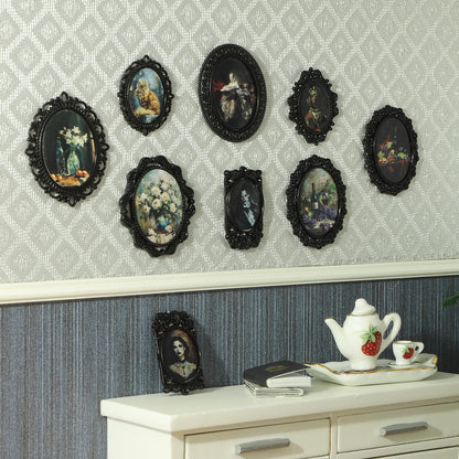 iLAND 1/12 Scale Accessories of Tiny Frames 7pcs with 14 Miniature Pictures Set for Dollhouse Miniatures Décor Also Elf Accessories Classic &
