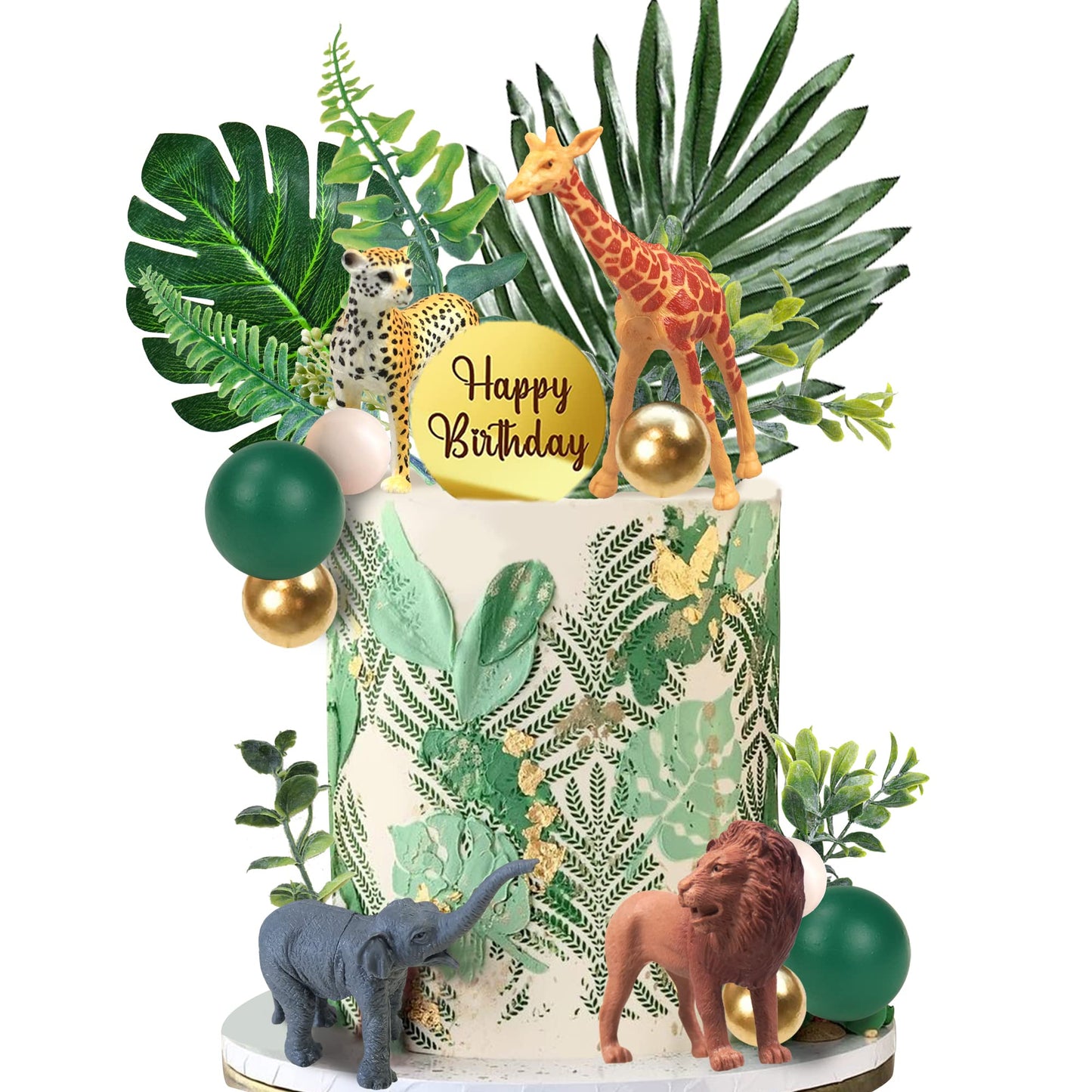 27 PCS Jungle Animal Cake Toppers, Safari Animals Figure Toys Picks Jungle Wild One Animals Cake Decorations for Baby Shower Safari Party Holiday