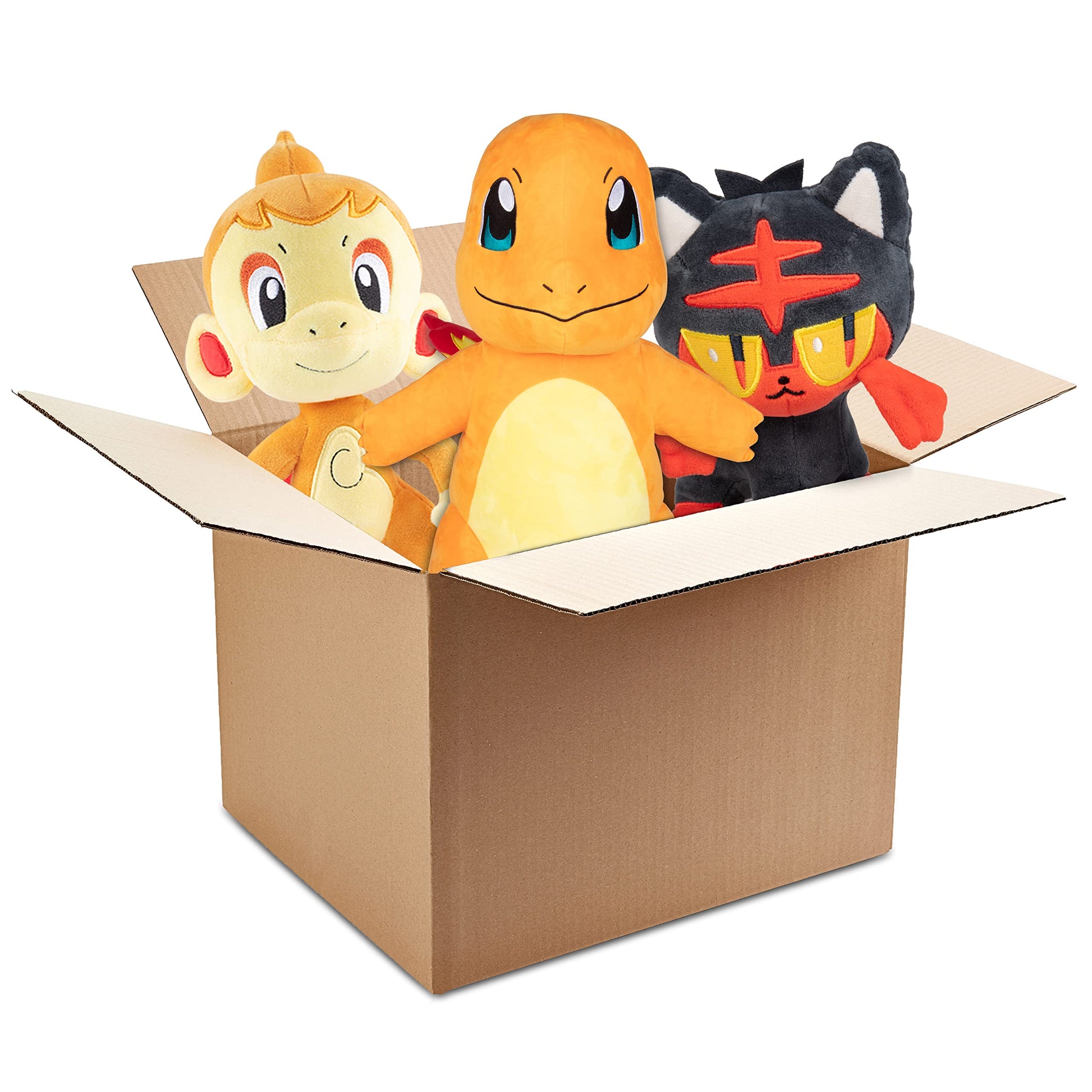 Pokemon Fire Type 8" Plush Mystery Blind Box 3-Pack - Get Three Officially Licensed 8 Inch Fire Pokemon - Authentic Collectible Soft Stuffed Animal