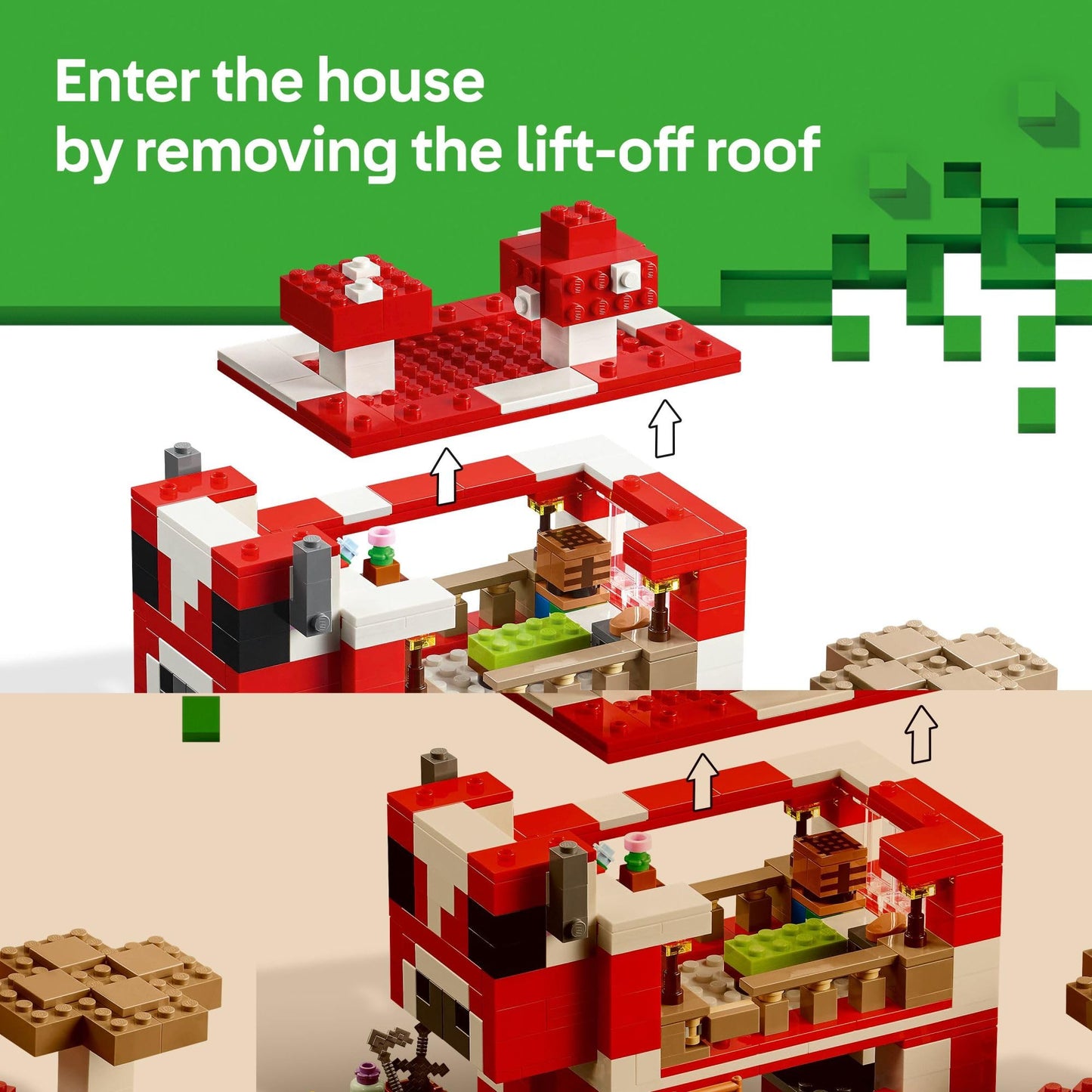 LEGO Minecraft The Mooshroom House Toy Figures and Playset - Building Minecraft Toy for Kids, Boys and Girls, Ages 8+ - with Steve and Other Figures