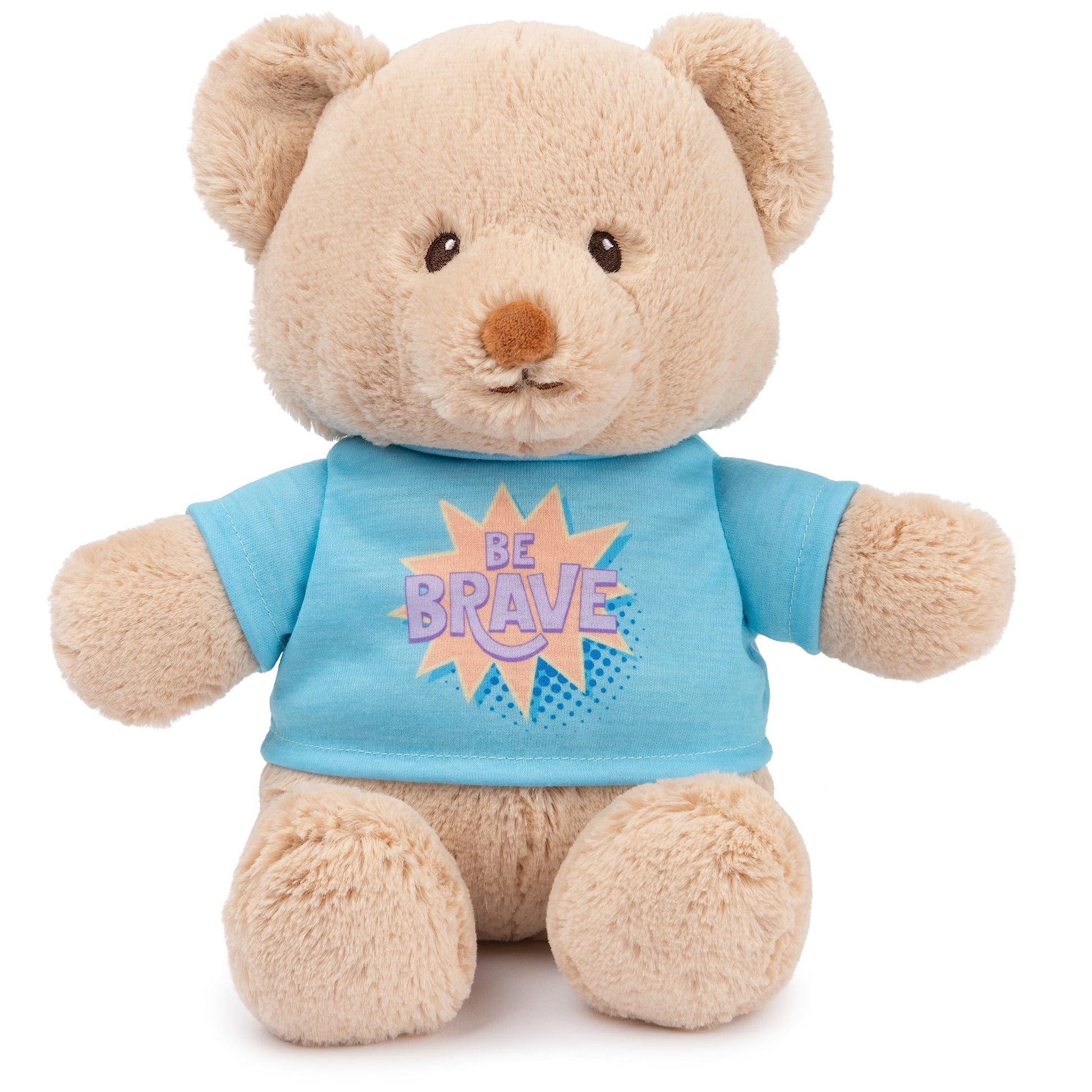 GUND Sustainably Soft “Be Brave” 12-Inch Bear with Blue T-Shirt, Ages 0+