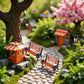 2Pcs Brown Miniature Park Bench Set, Street Seats and Garden Ornaments for Dollhouse and Fairy Garden Decor, Mini Bench Chairs for Train Platform