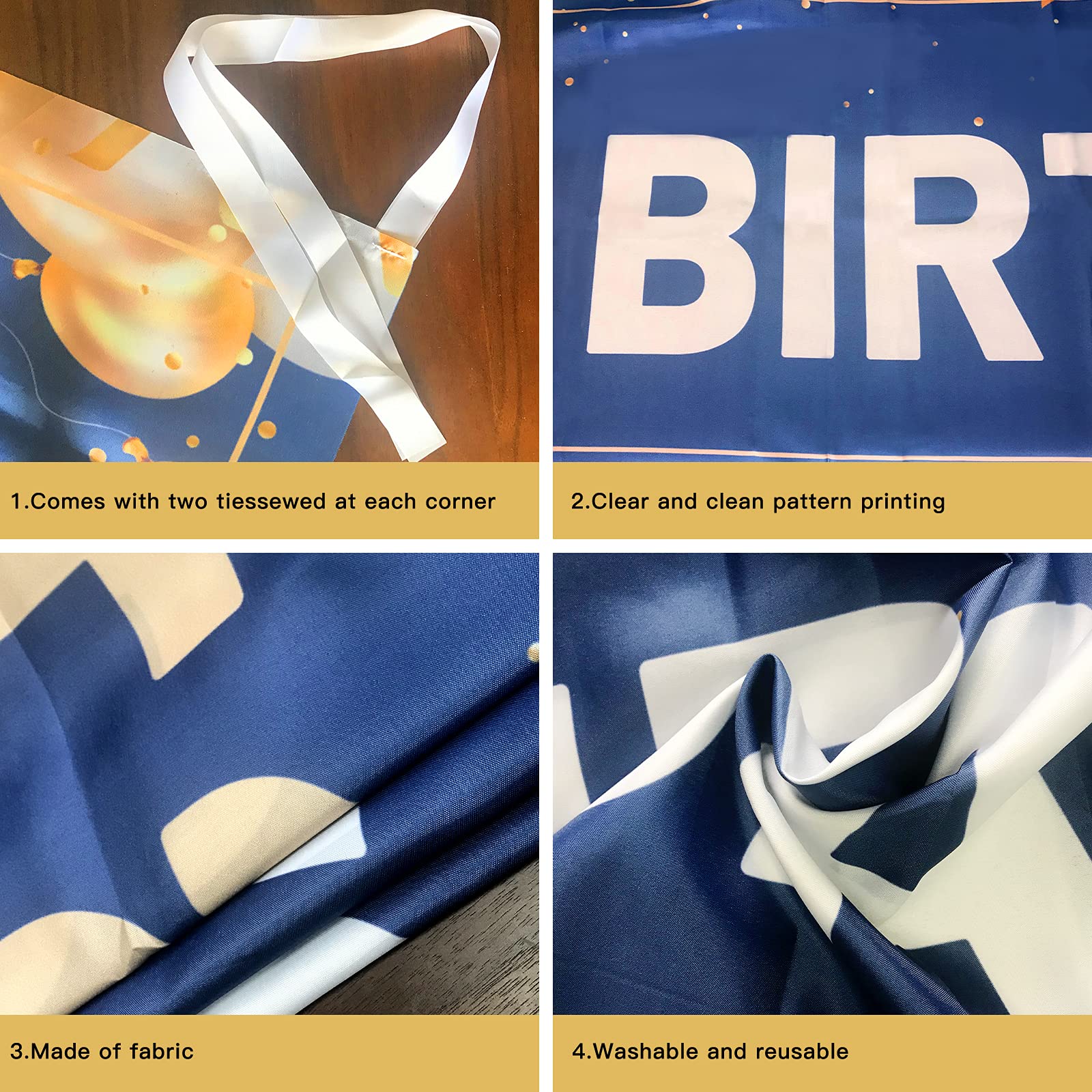 Happy 18th Birthday Banner Blue, Large 18th Bday Sign, 18th Birthday Party Outdoor Decoration for Boy Men?9.8 x 1.6 feet?