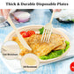 FEHHTO Compostable Paper Plates Set, 250PCS Disposable Heavy-Duty Sugarcane Plate and Eco-Friendly Utensil Biodegradable Dinnerware Plates, Extra Long