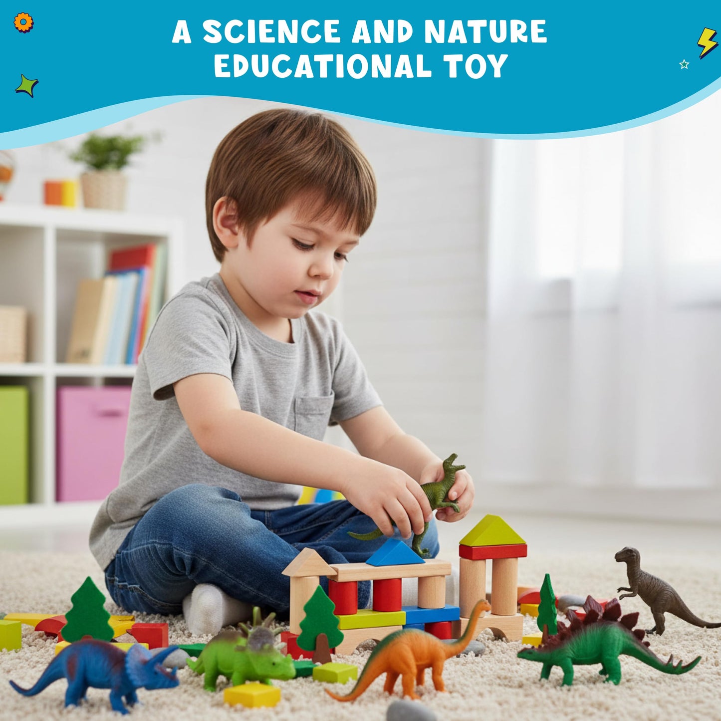 Get Ready Kids Dinosaur Figures Playset - 8 Large Dino Toys for Kids 2-4