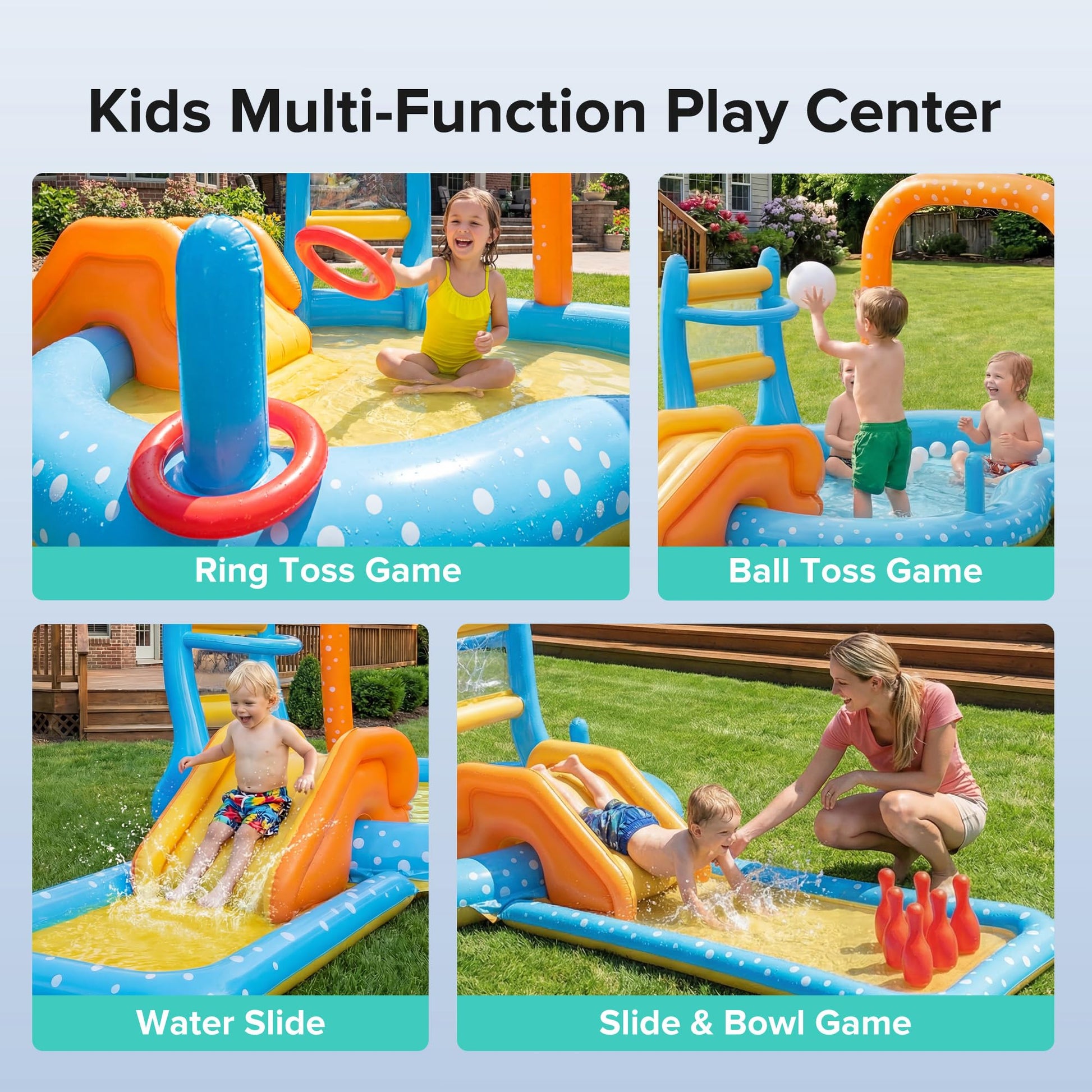 Inflatable Pool for Kids, 131.8" Kiddie Pool Water Play Center
