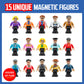 Playmags Magnetic Figures Community Set of 15 Pieces - 2 Inches Play People Perfect for Magnetic Tiles Building Blocks - STEM Learning Toys Children