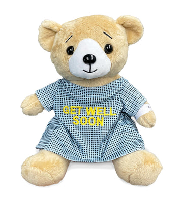 Ribble 9" Get Well Soon Bear with Hospital Gown and Wrist Tag - 9 Inches - Perfect for Comfort and Love