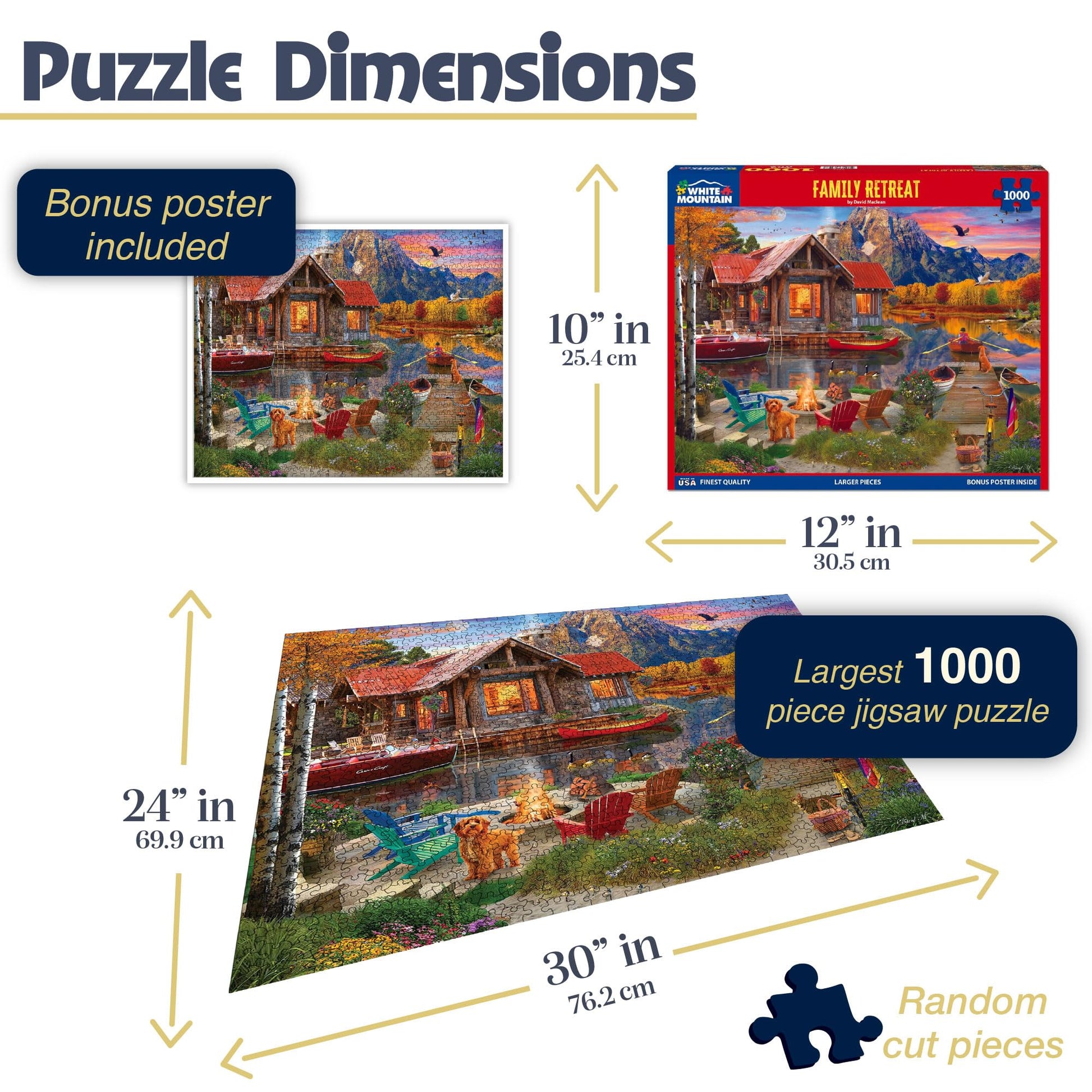 White Mountain 1000 Piece Jigsaw Puzzle Cabin Fall, Family Retreat