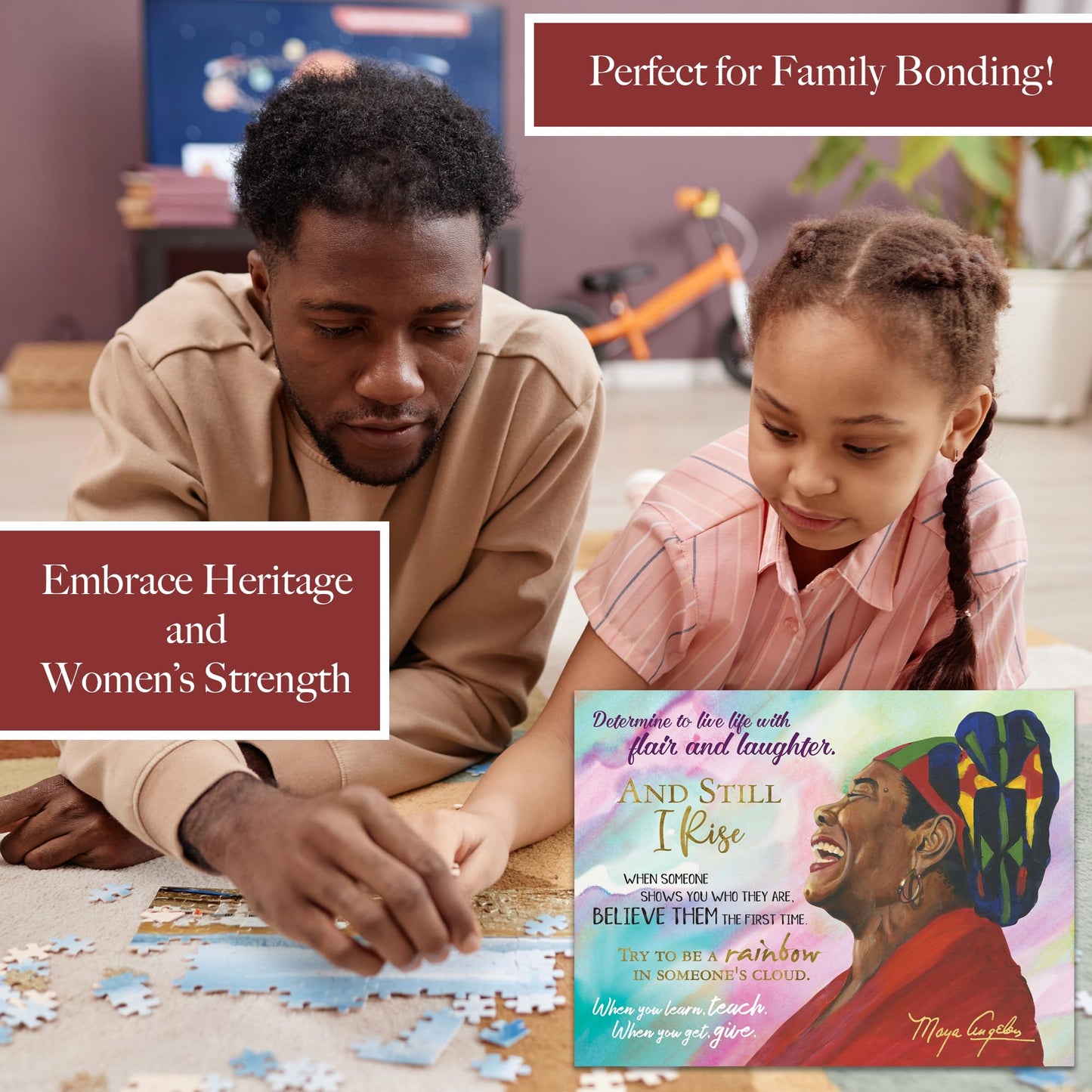 African American Expressions Maya Angelou Quotes Puzzle - 500 Piece Jigsaw Puzzle for Adults - Inspirational Gift for Women