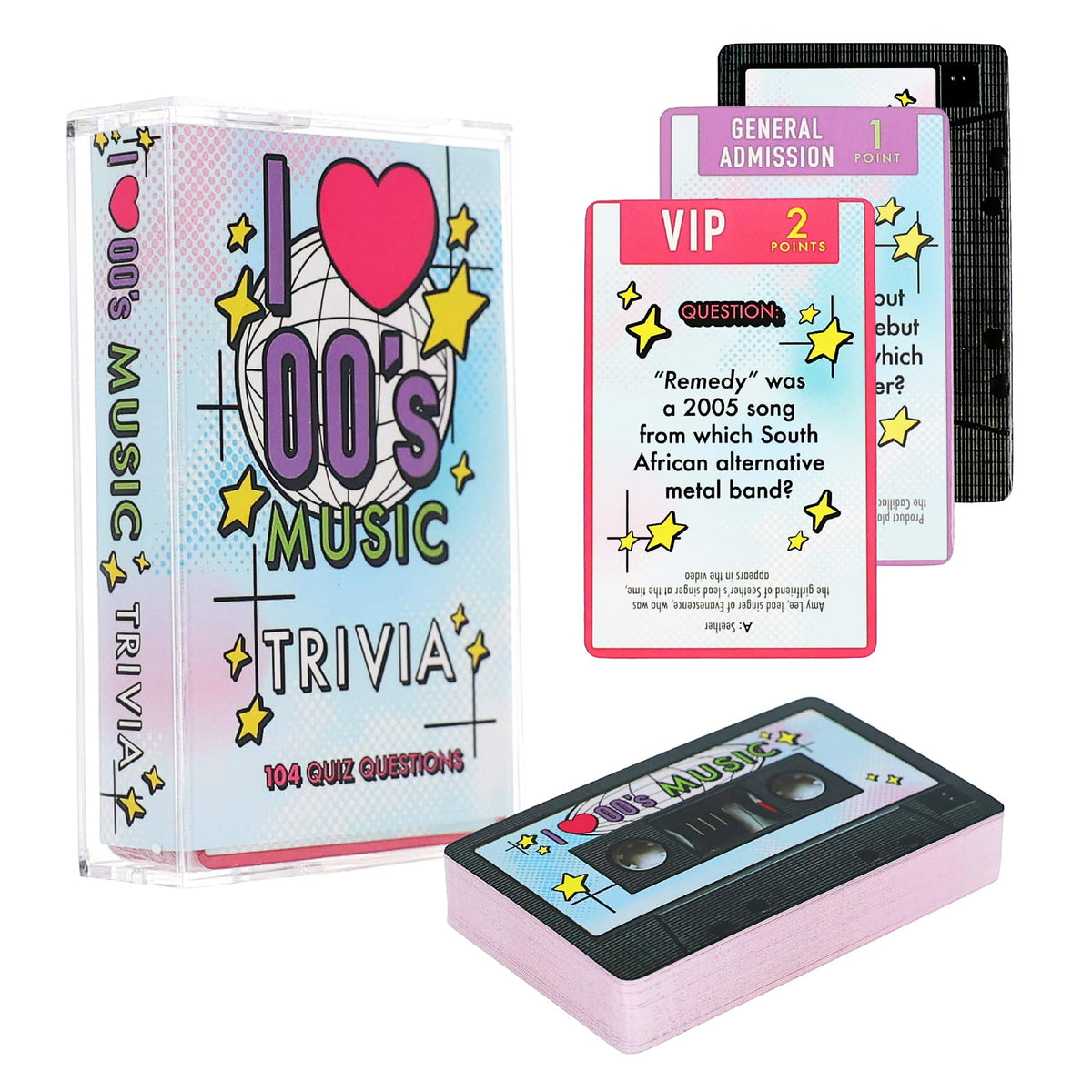 AQUARIUS Music Trivia Card Game - Pop, Rock, Hip-Hop & Alternative Quiz - Party Game for Adults & Teens, Gift for Music Lovers - I Love the 2000s