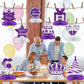 WINPOGEE 9PCS Purple Silver Happy Birthday Decorations Honeycomb Centerpieces for Women Men