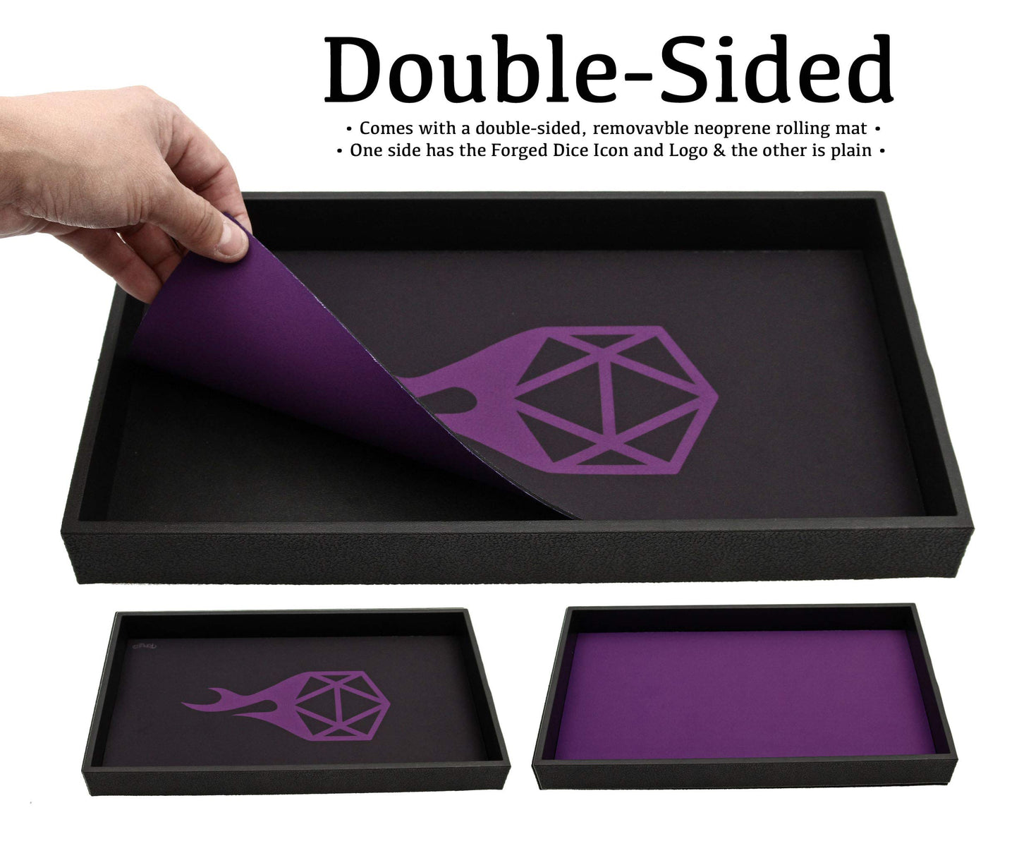 Forged Dice Co. Dice Tray 14" - Double Sided and Removable Neoprene Rolling Dice Mat - for Any Dice or Board Game, Tabletop RPGs Like D&D Pathfinder
