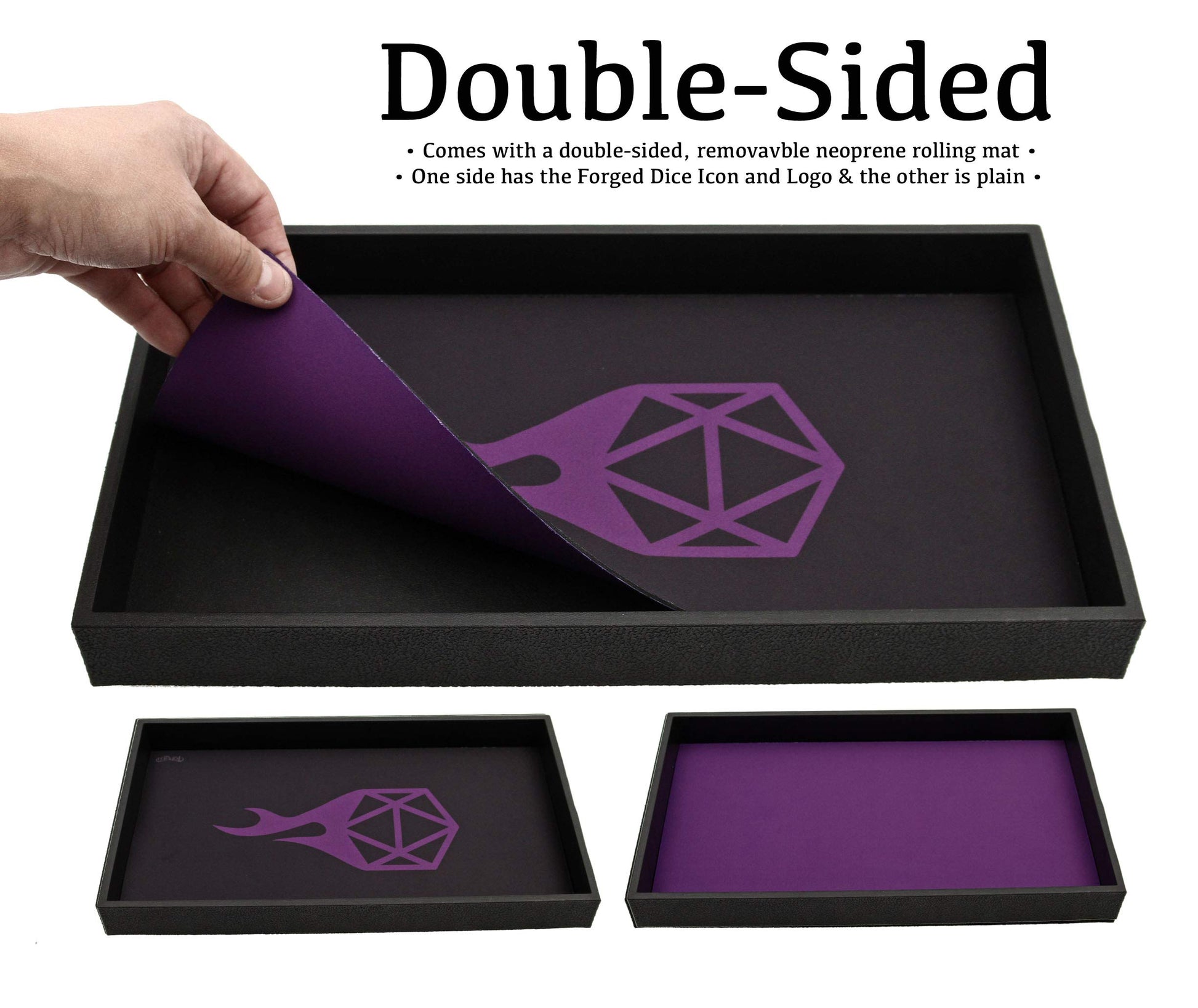 Forged Dice Co. Dice Tray 14" - Double Sided and Removable Neoprene Rolling Dice Mat - for Any Dice or Board Game, Tabletop RPGs Like D&D Pathfinder