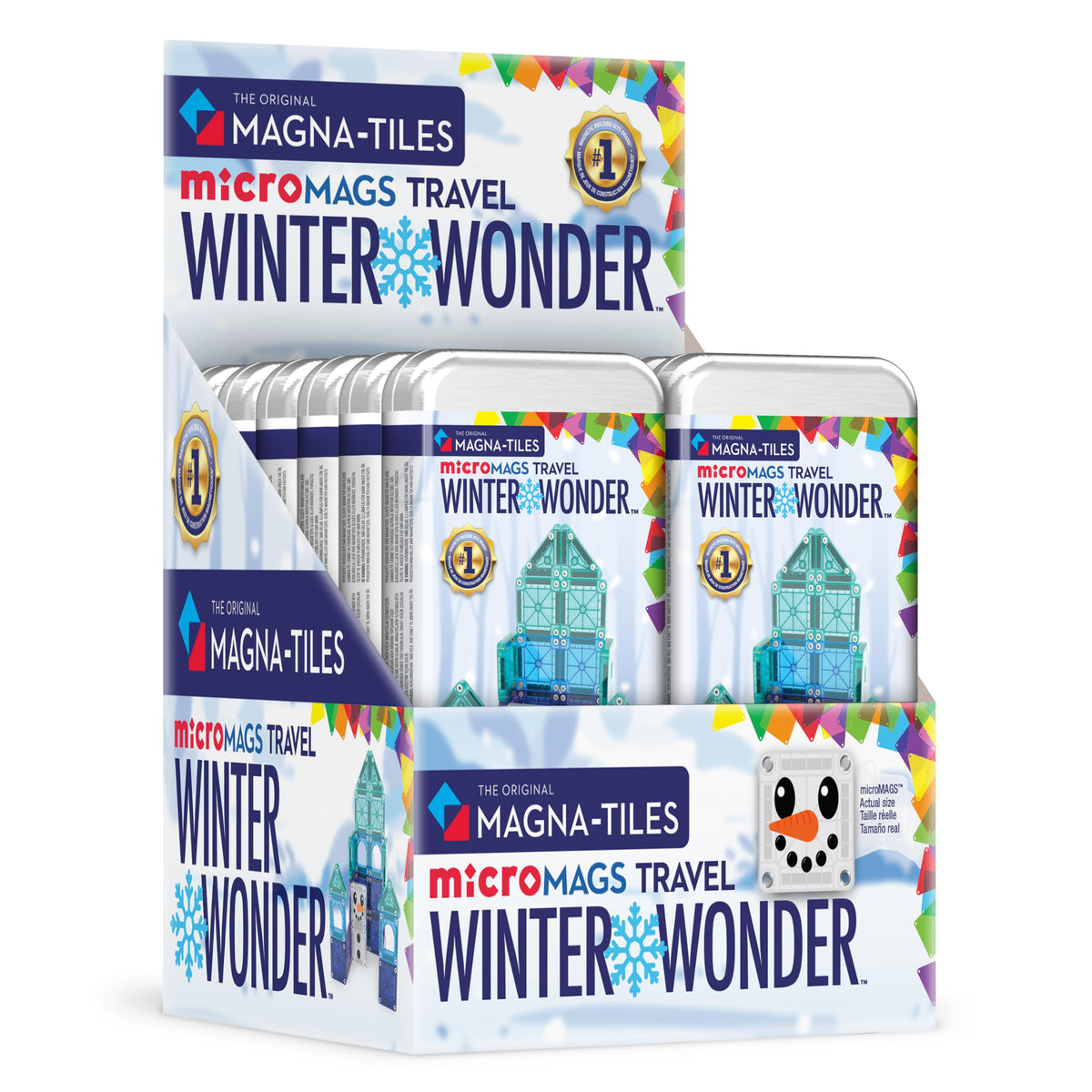 MAGNA-TILES microMAGS 26-Piece Winter Wonder Travel Set, The Original Magnetic Building Brand - 12 Pack