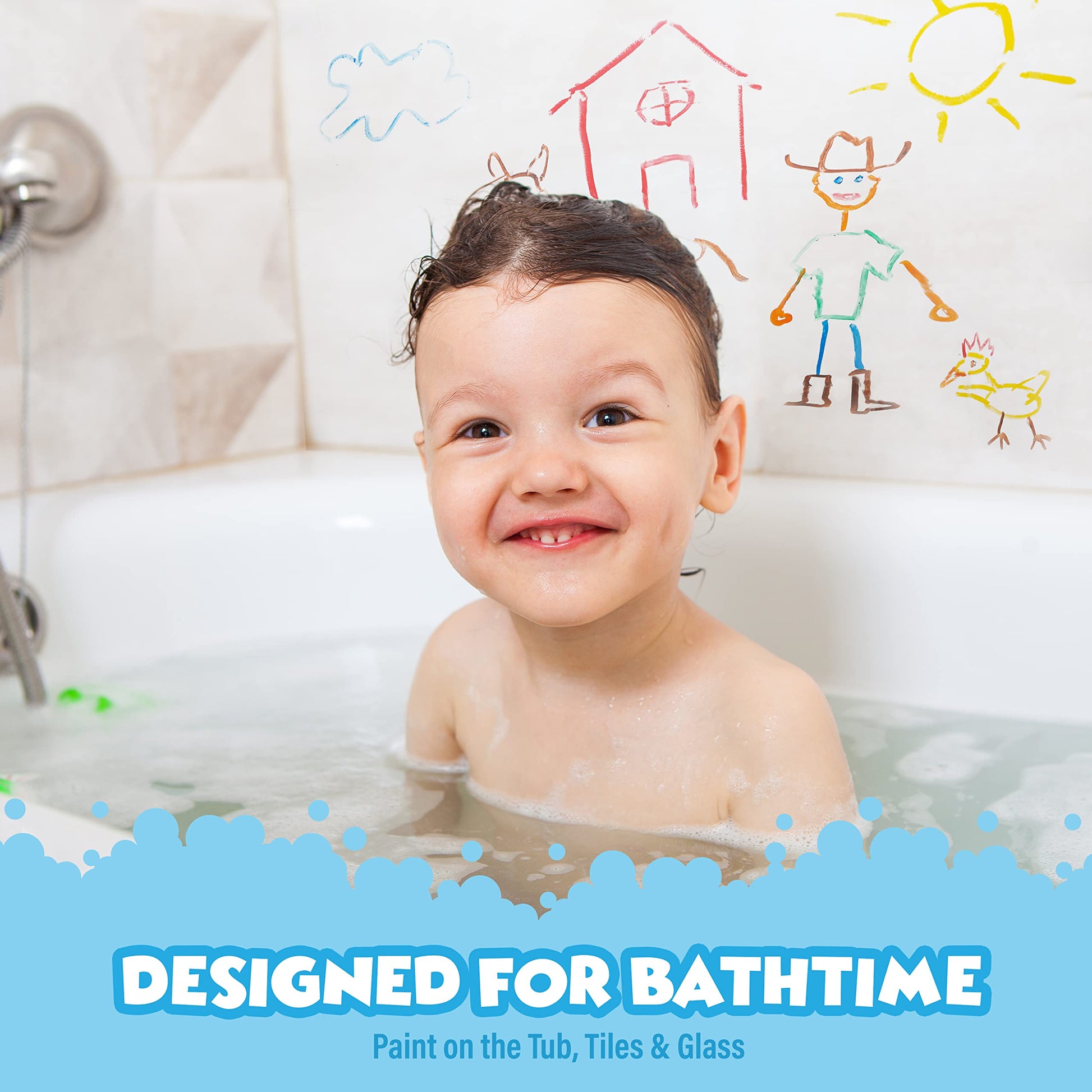 Tub Works® Bath Paint Sticks™ Bath Toy, 12 Count | Nontoxic, Washable Bathtub Paint for Kids & Toddlers | Twistable Sticks Draw Smoothly on Tub Walls