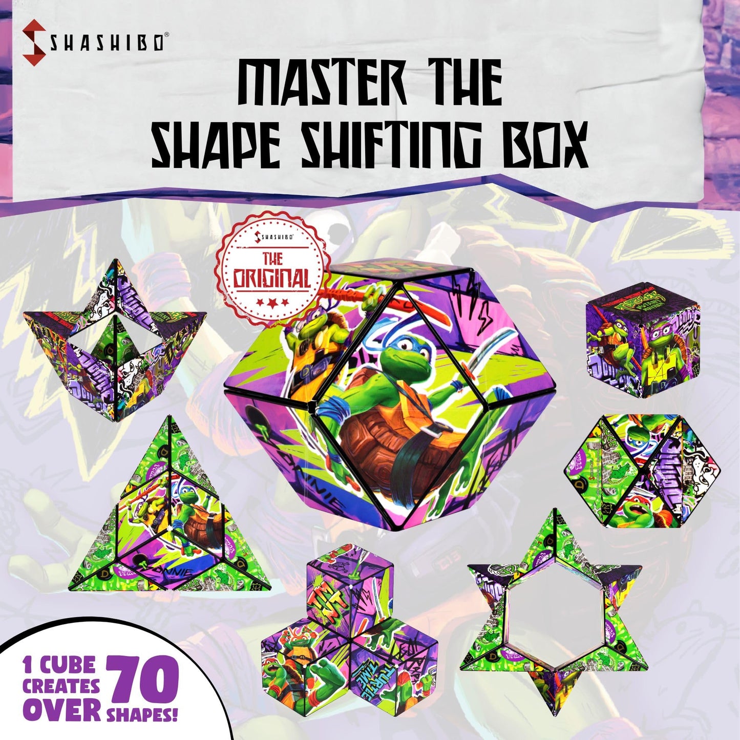 SHASHIBO Teenage Mutant Ninja Turtles Shape Shifting Box - STEM Magnetic Fidget Cube that Transforms Into Over 100 Shapes, Download Fun in Motion Toys