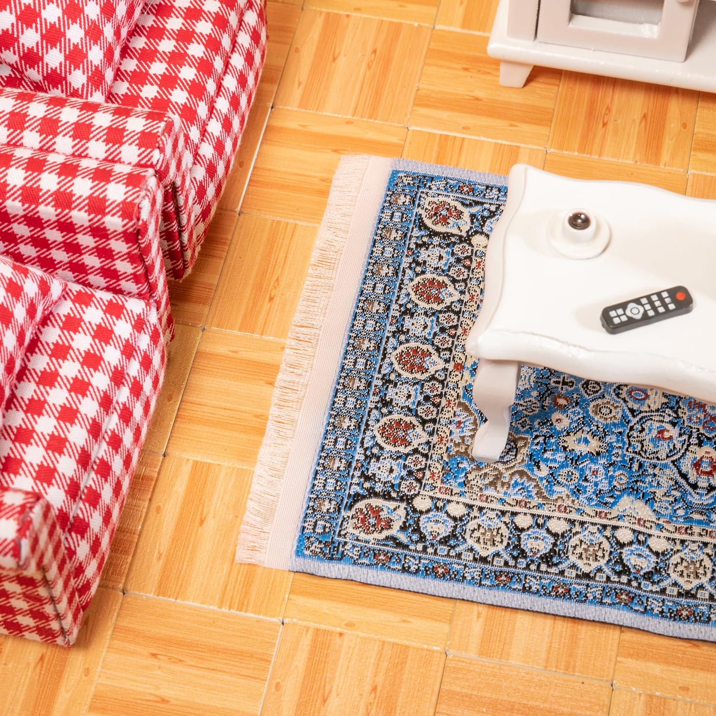 SAMCAMI Dollhouse Accessories Woven Carpet, 1/12 Scale Doll House Accessories and Furniture, Dollhouse Miniature Area Rugs 6” x 3.8”, 3 Pieces (No.1)