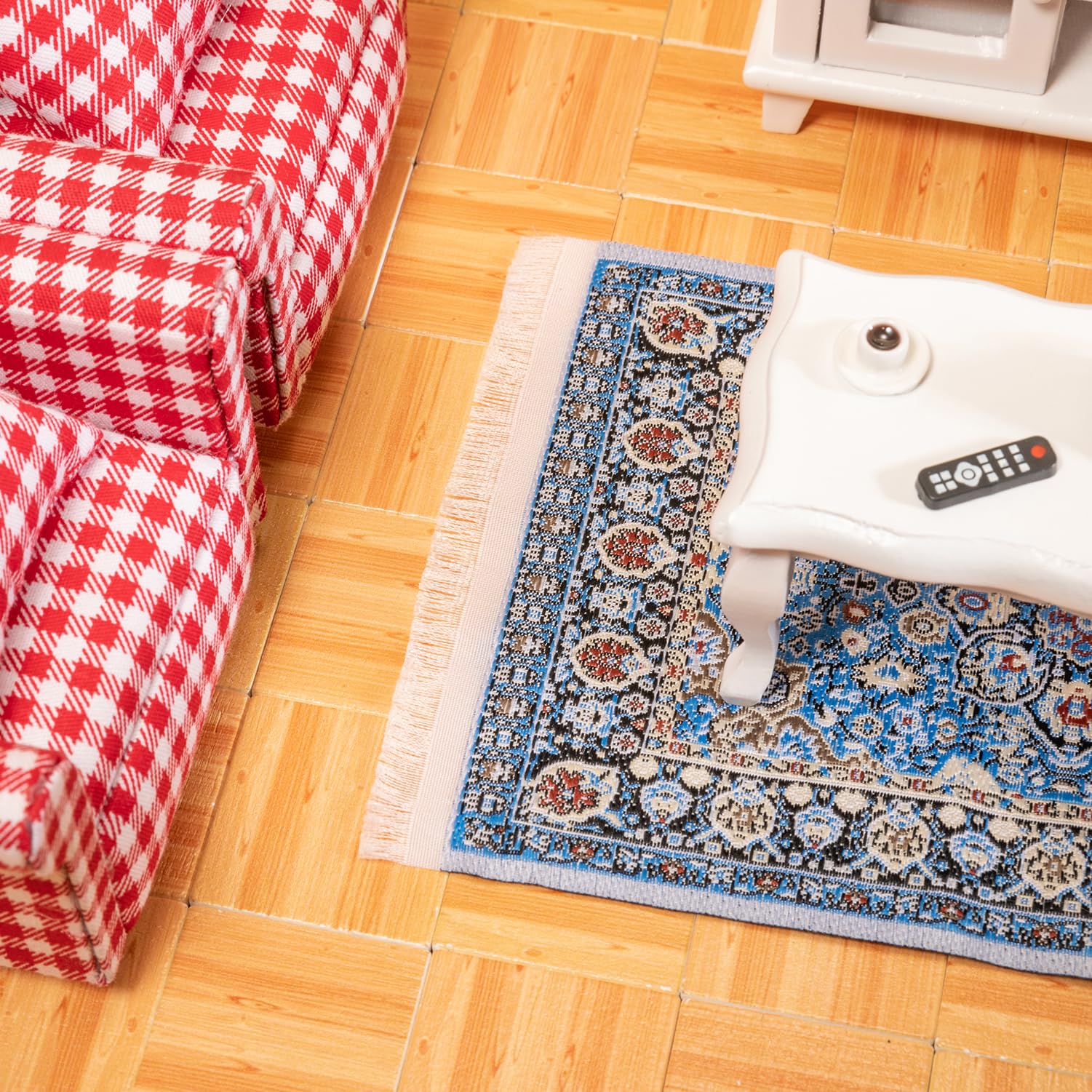 SAMCAMI Dollhouse Accessories Woven Carpet, 1/12 Scale Doll House Accessories and Furniture, Dollhouse Miniature Area Rugs 6” x 3.8”, 3 Pieces (No.1)