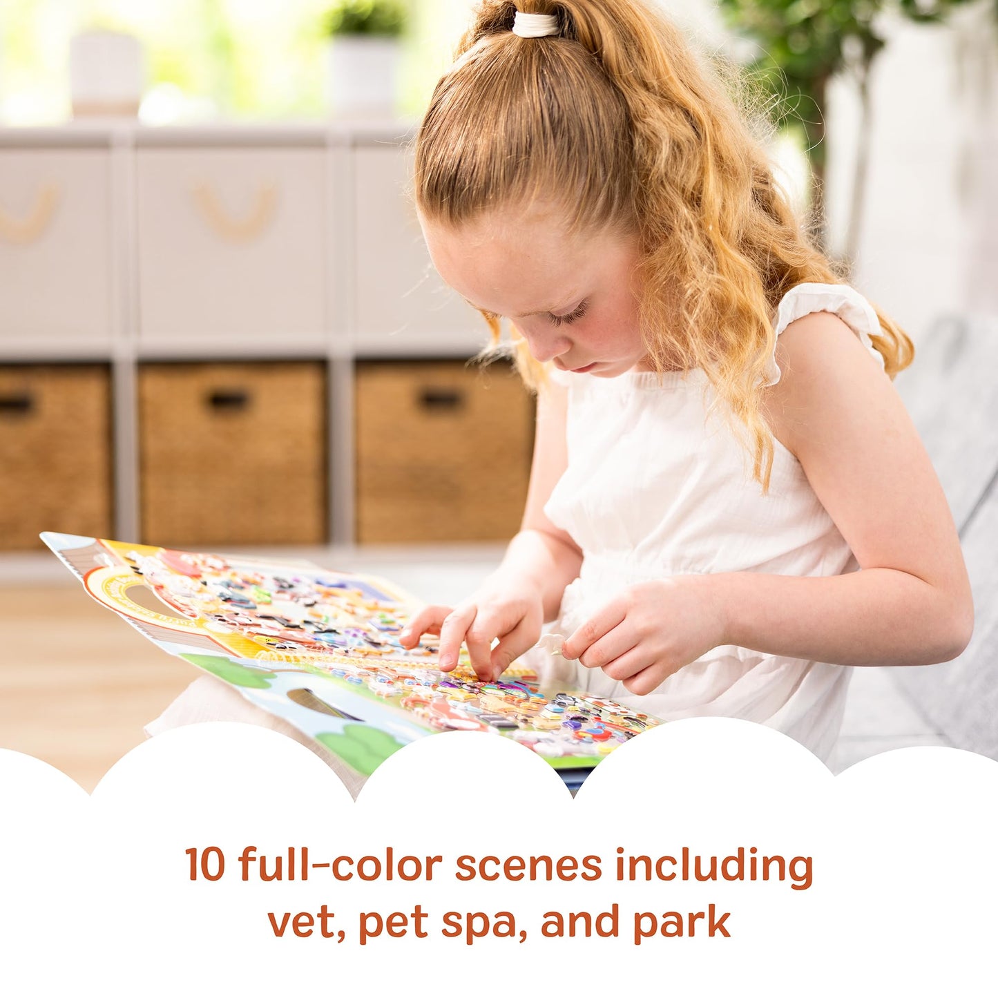 Melissa & Doug Pet Place Puffy Sticker Activity Book - 115 Reusable Stickers with 10 Background Scenes, Pet-Themed Mess Free Travel Toys for Kids Ages