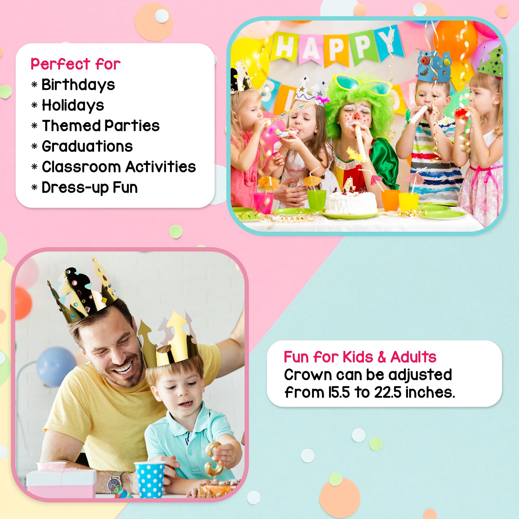 Hygloss Paper Creative Crown, White, Pack of 24