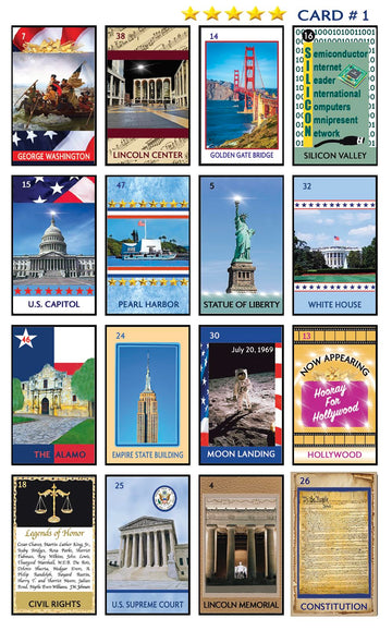 MI ARTE PRODUCTIONS American Loteria Fun Bingo Game for All Patriotic Colorful Loteria Cards Tokens - 54 Illustrated Cards - 3-10 Players Ages 7+