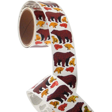 Bulk Roll Prismatic Stickers, Bears (100 Repeats)