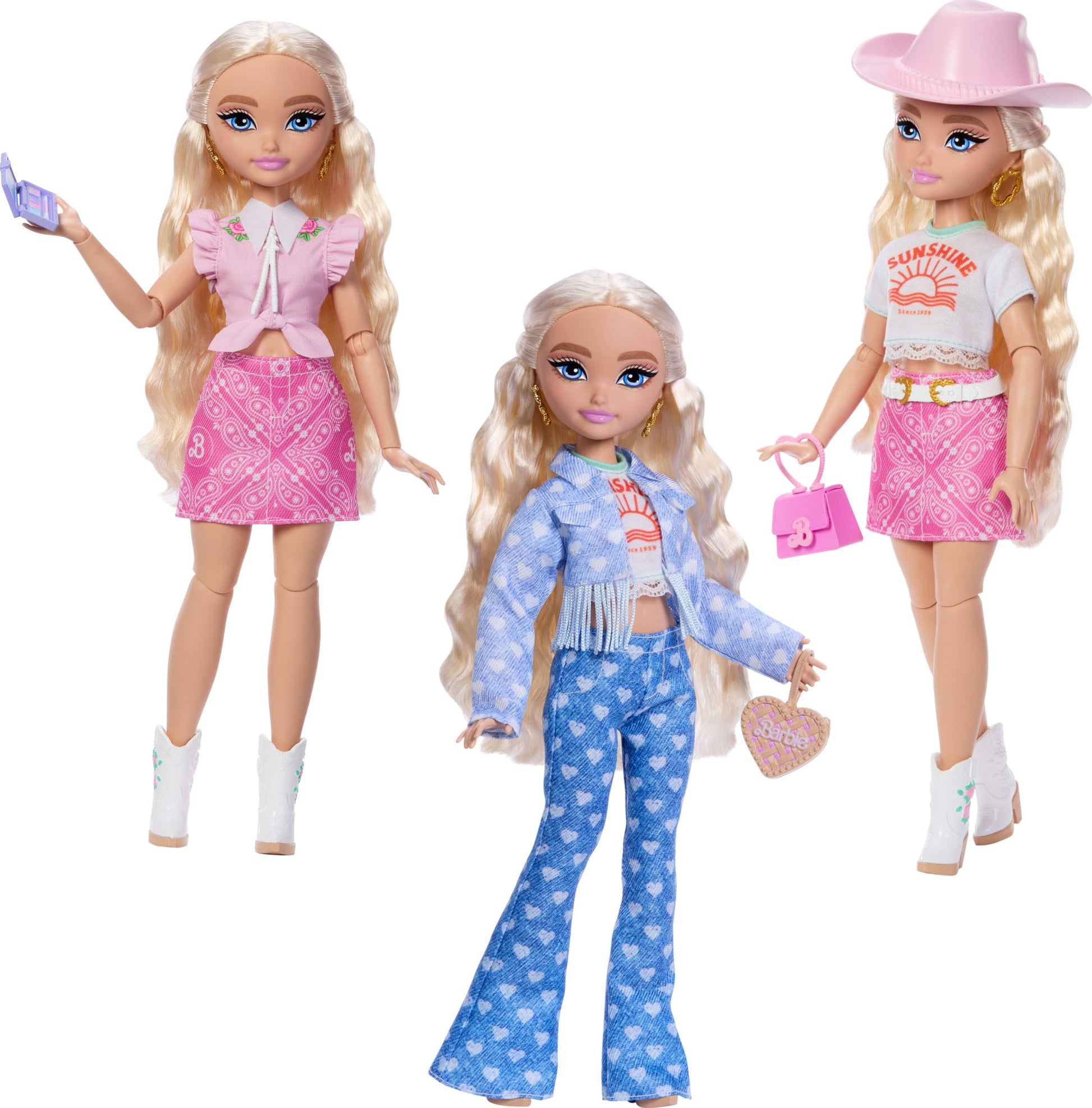 Barbie Dream Besties Festival Looks Set, Including Barbie “Malibu” Doll with Long, Blonde Stylized Hair, 10+ Removable Fashions & Accessories